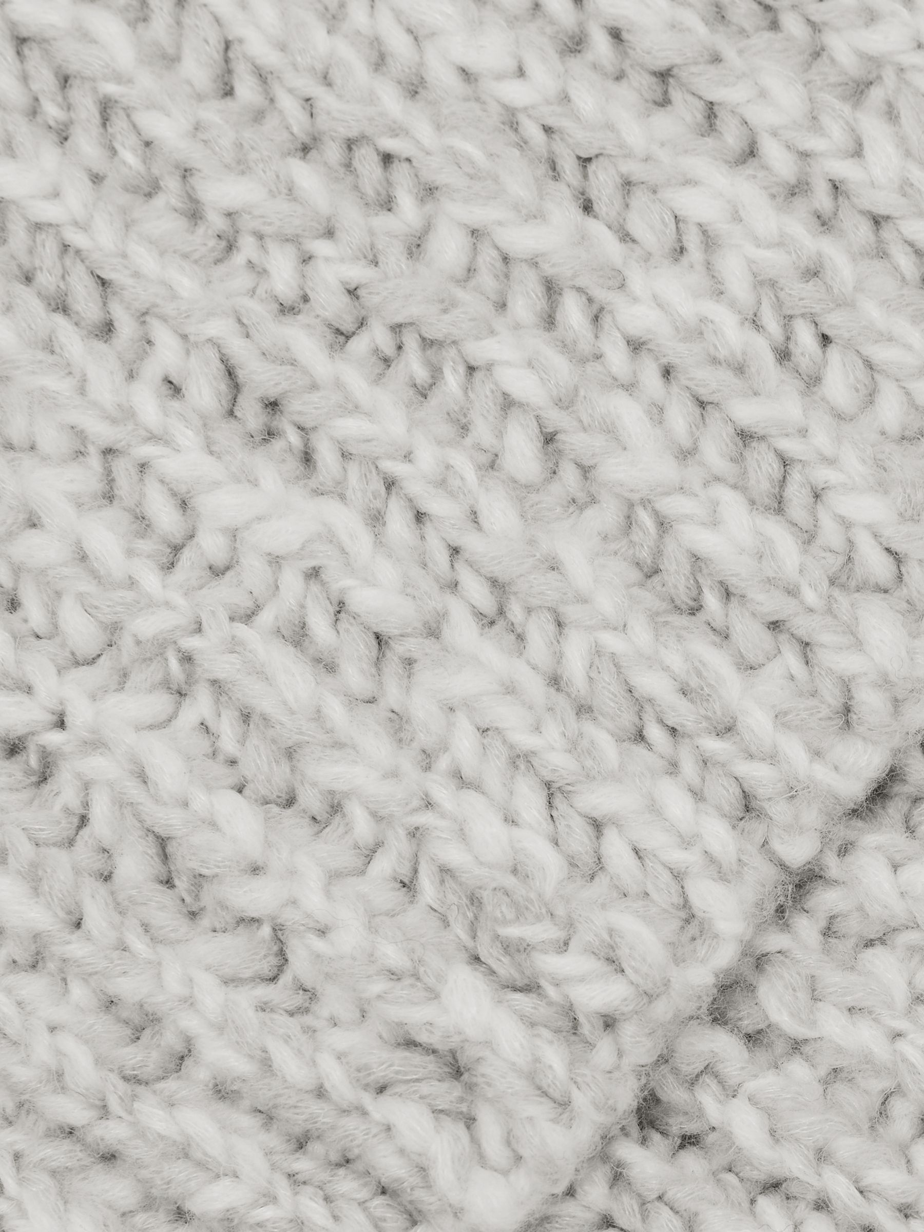 Rib-Knit Marl Scarf with Wool in Grey Marl