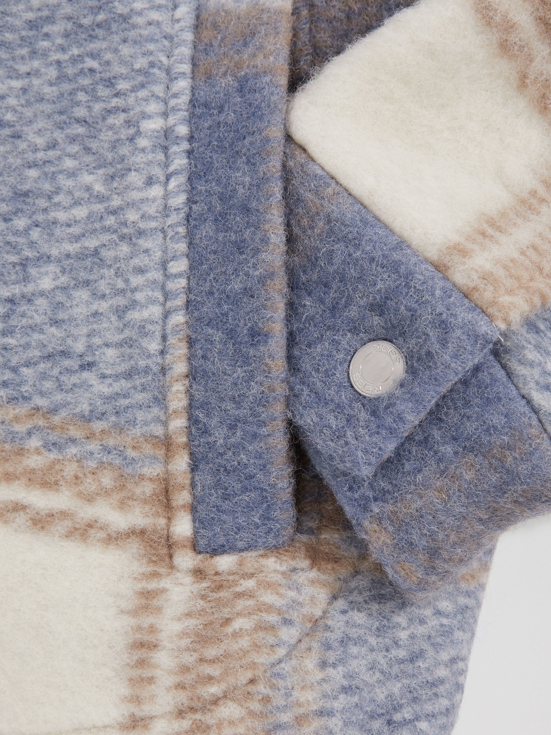 Zip-Through Check Overshirt in Stone/Blue