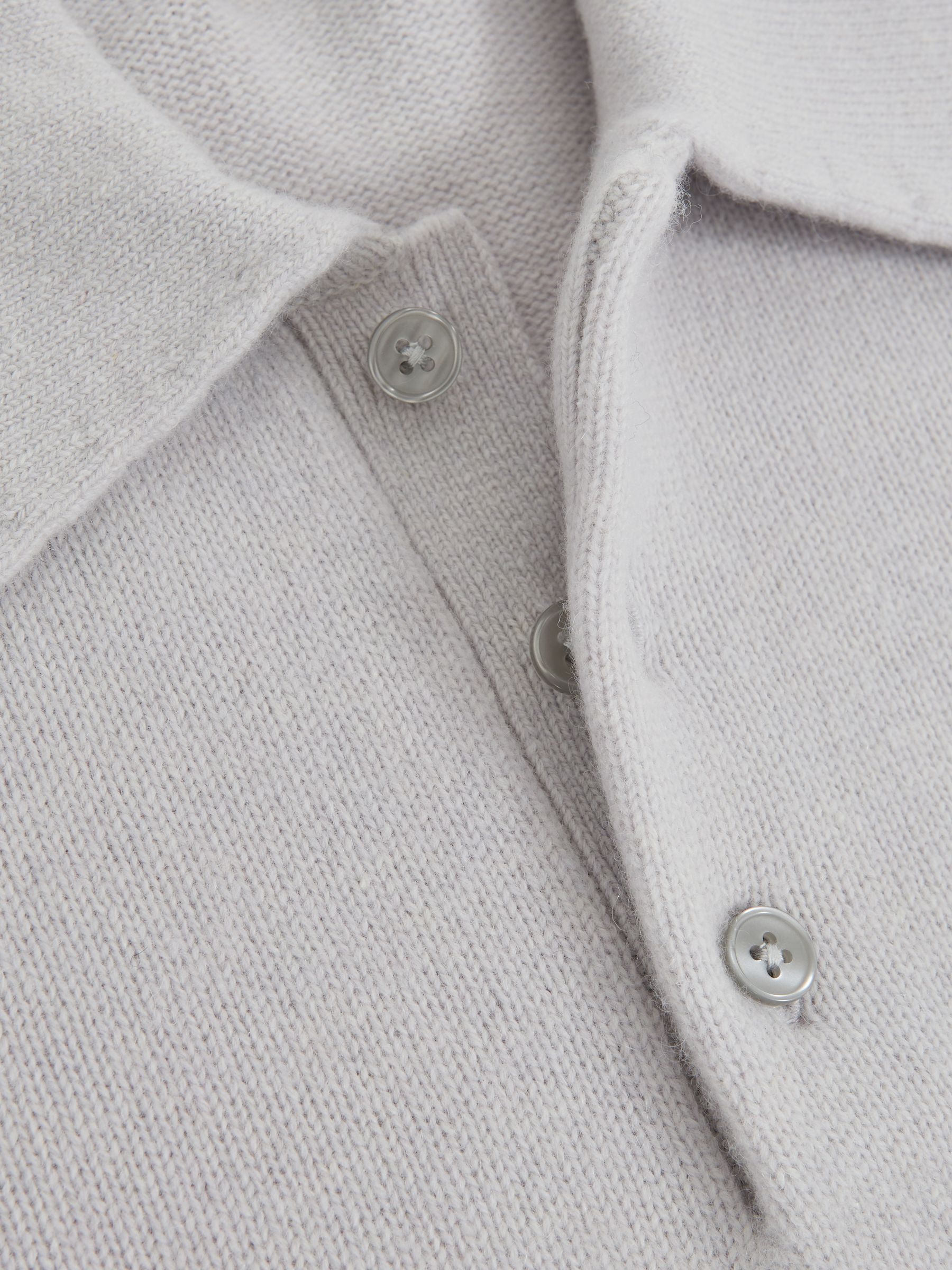 Wool-Blend Polo Jumper with Cashmere in Ice Grey