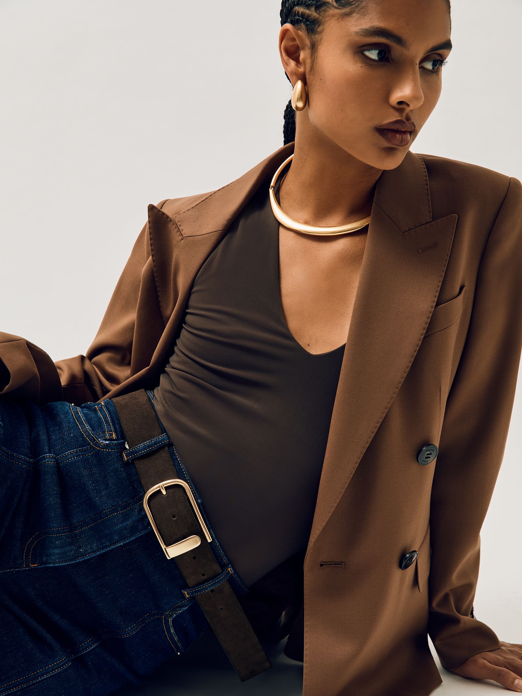 Leather Half Keeper Belt in Chocolate