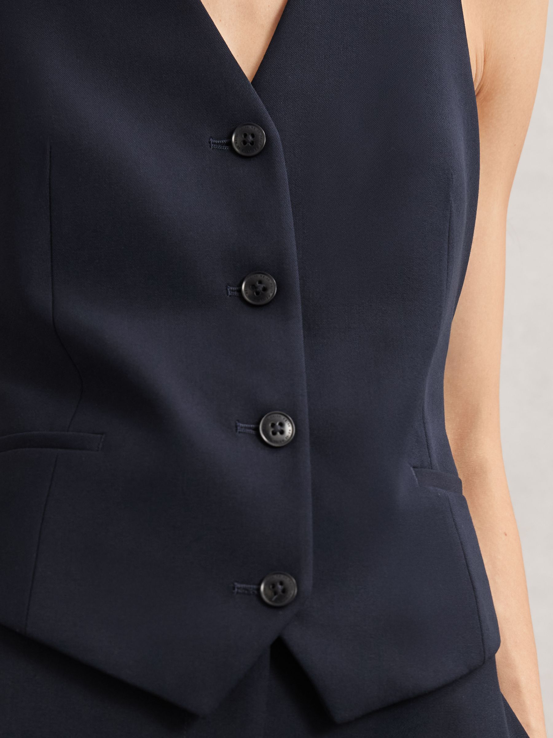 Single-Breasted Twill Waistcoat in Navy