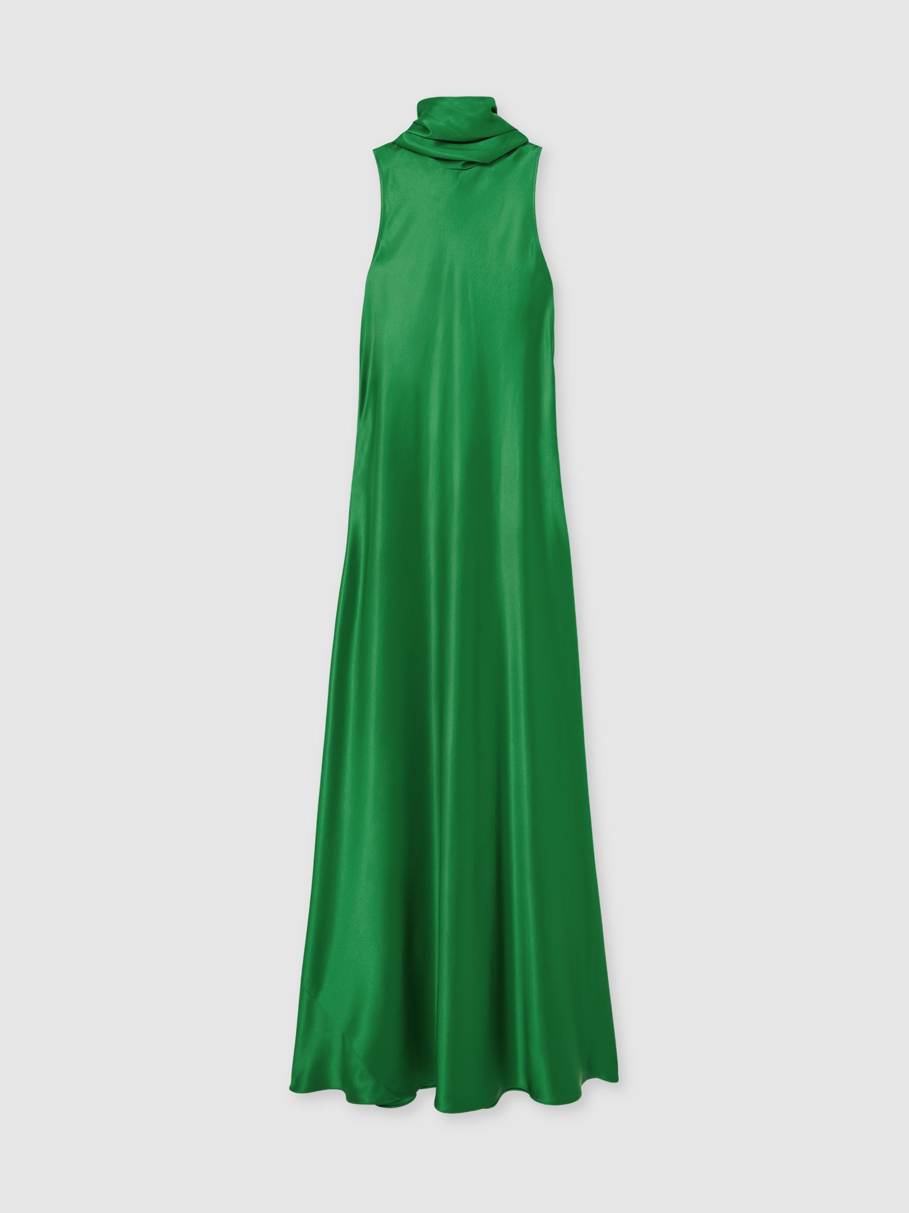 Satin Cape Maxi Dress in Green