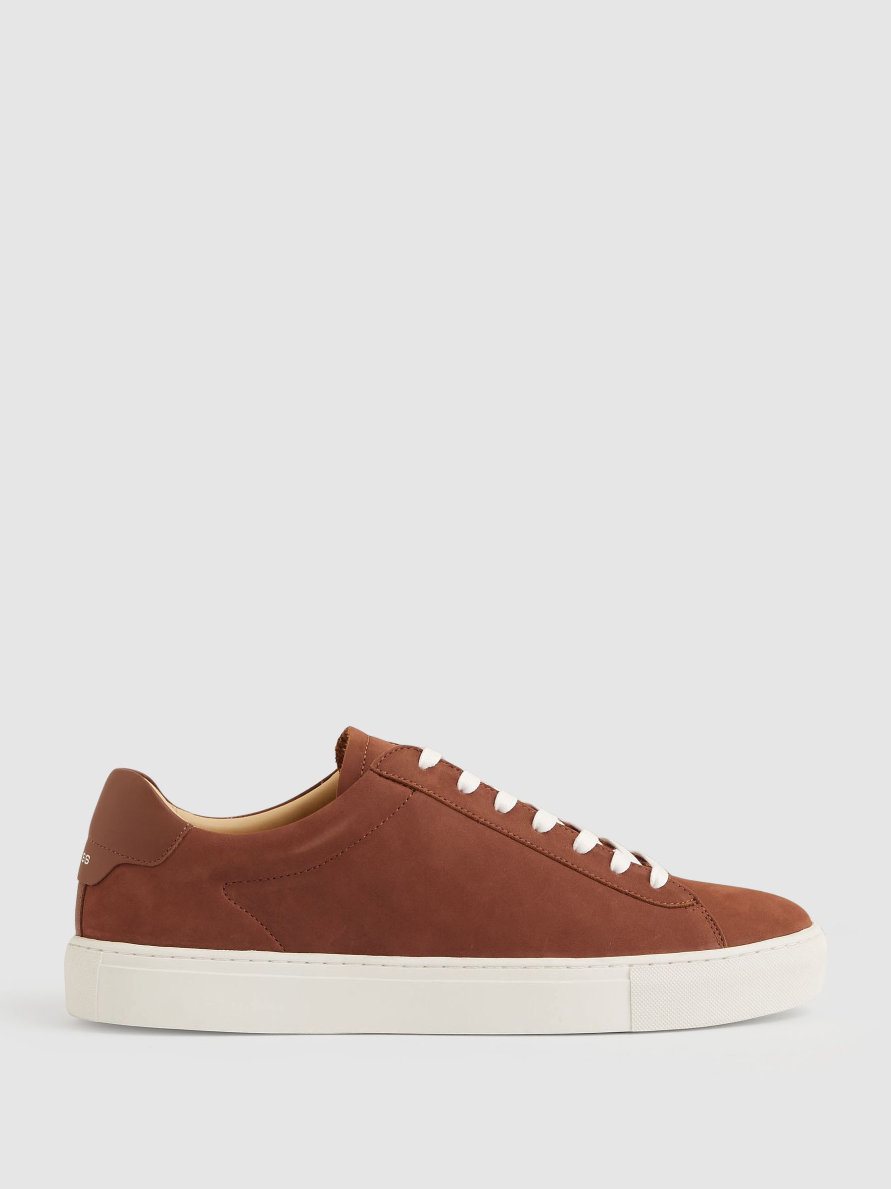 Nubuck Leather Low-Top Trainers in Brickwood Red