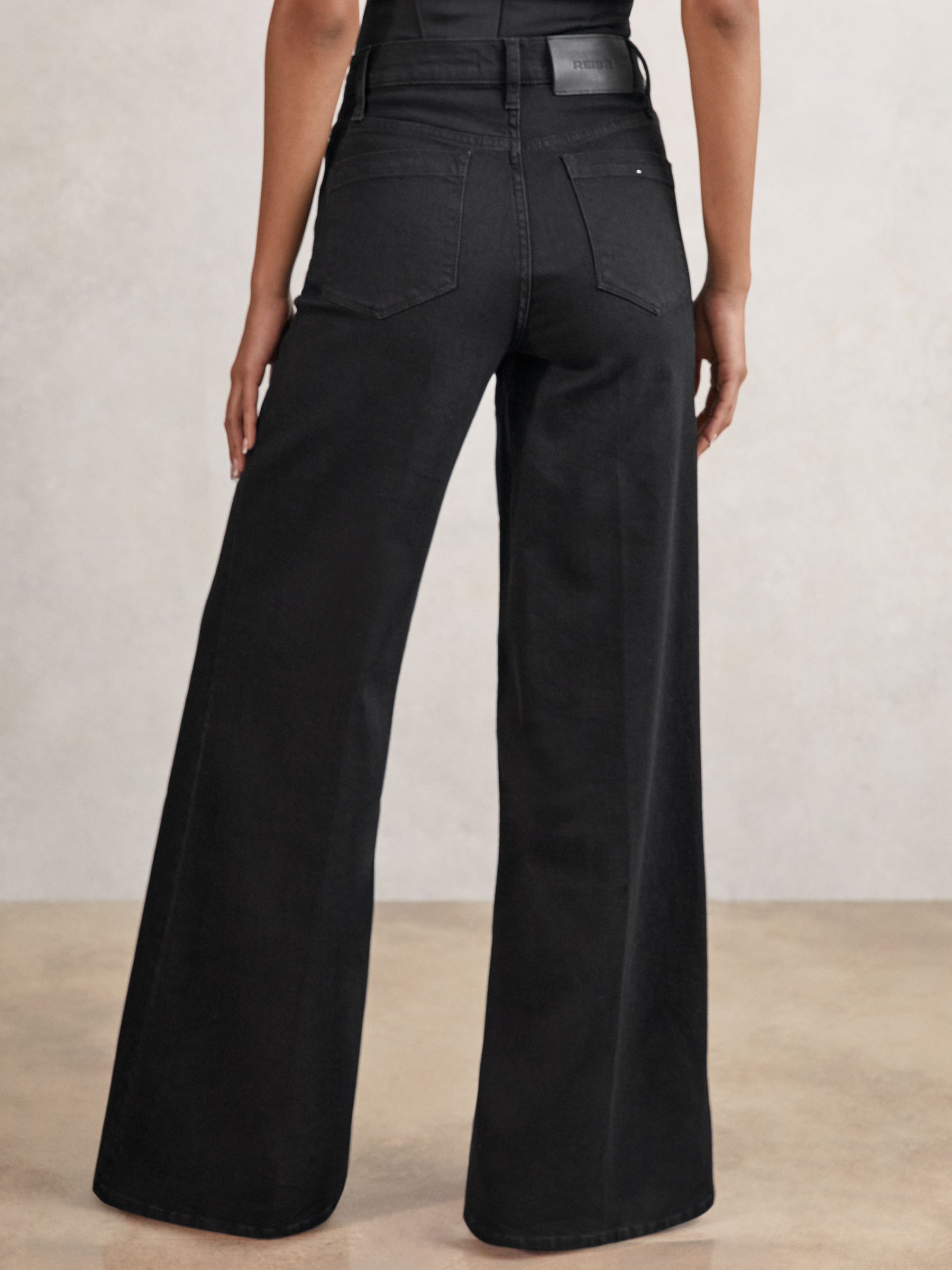 Stretch-Cotton Wide-Leg Jeans in Black