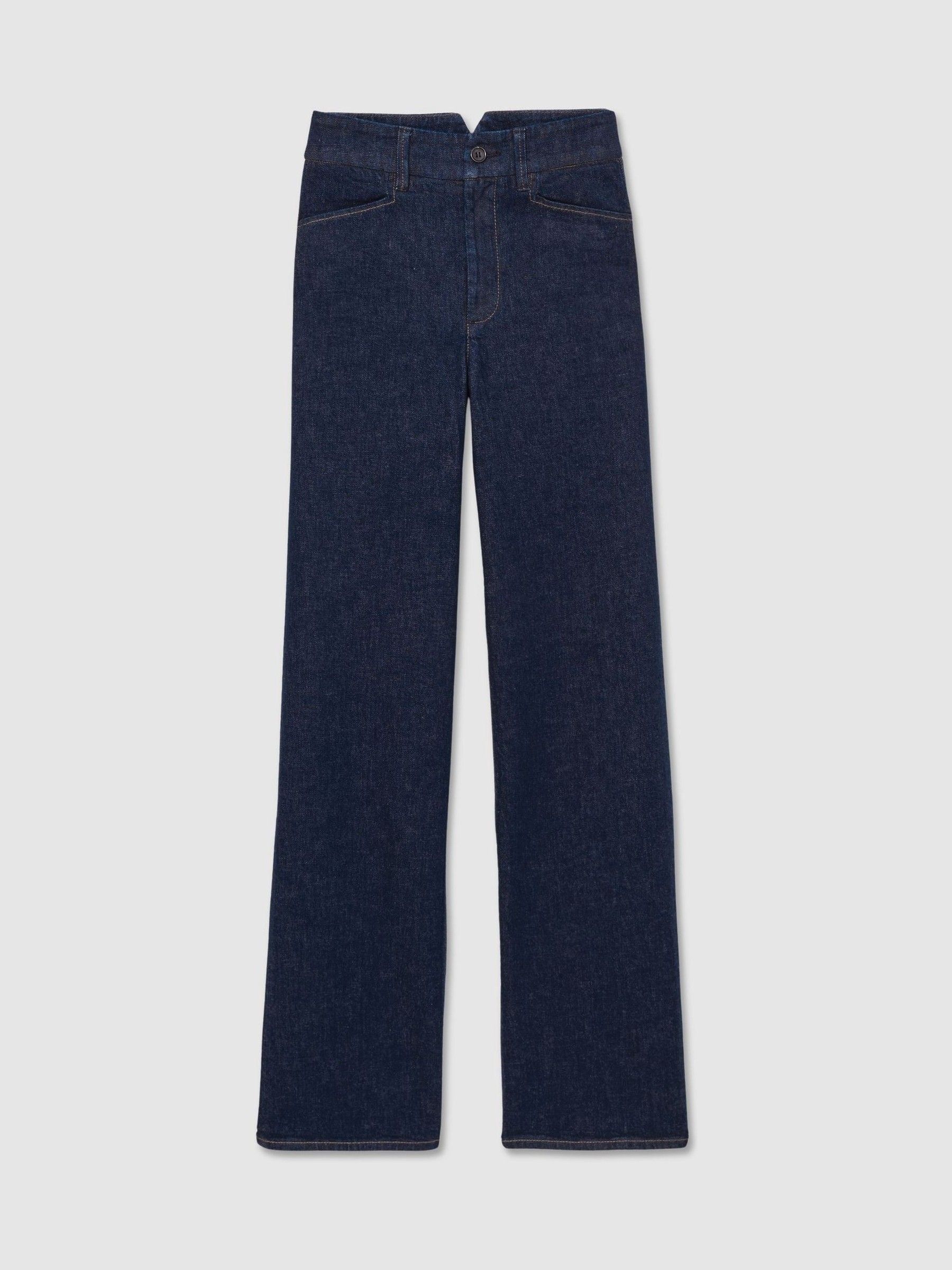 Paige High Rise Wide Leg Jeans in Edinburgh Dark Blue