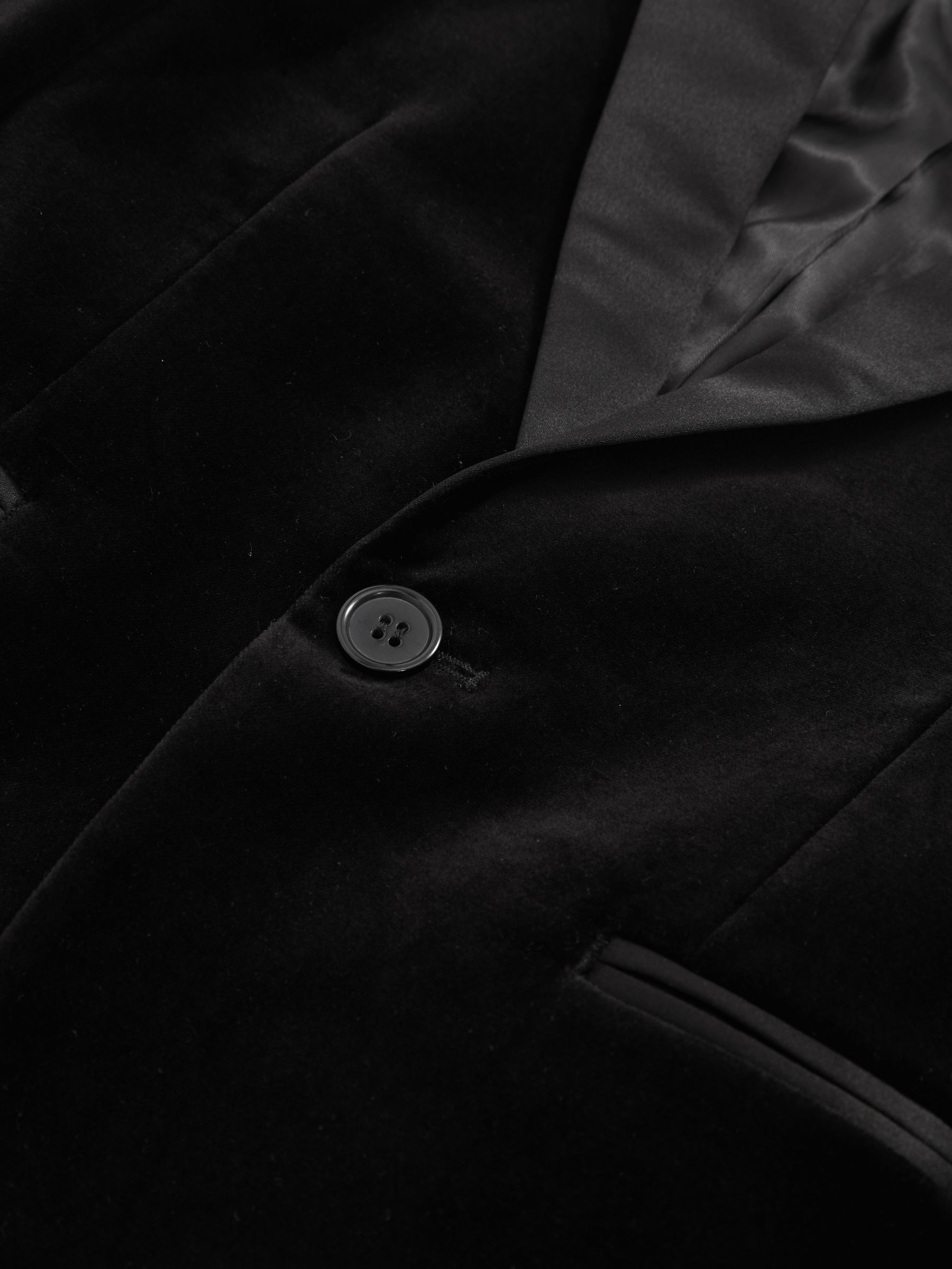 9-13 yrs Single-Breasted Velvet Blazer in Black