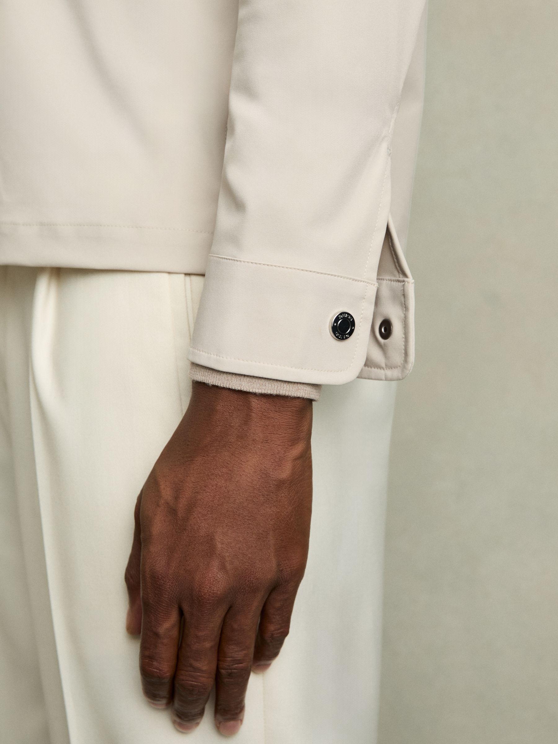 Technical Zip-Through Overshirt in Stone