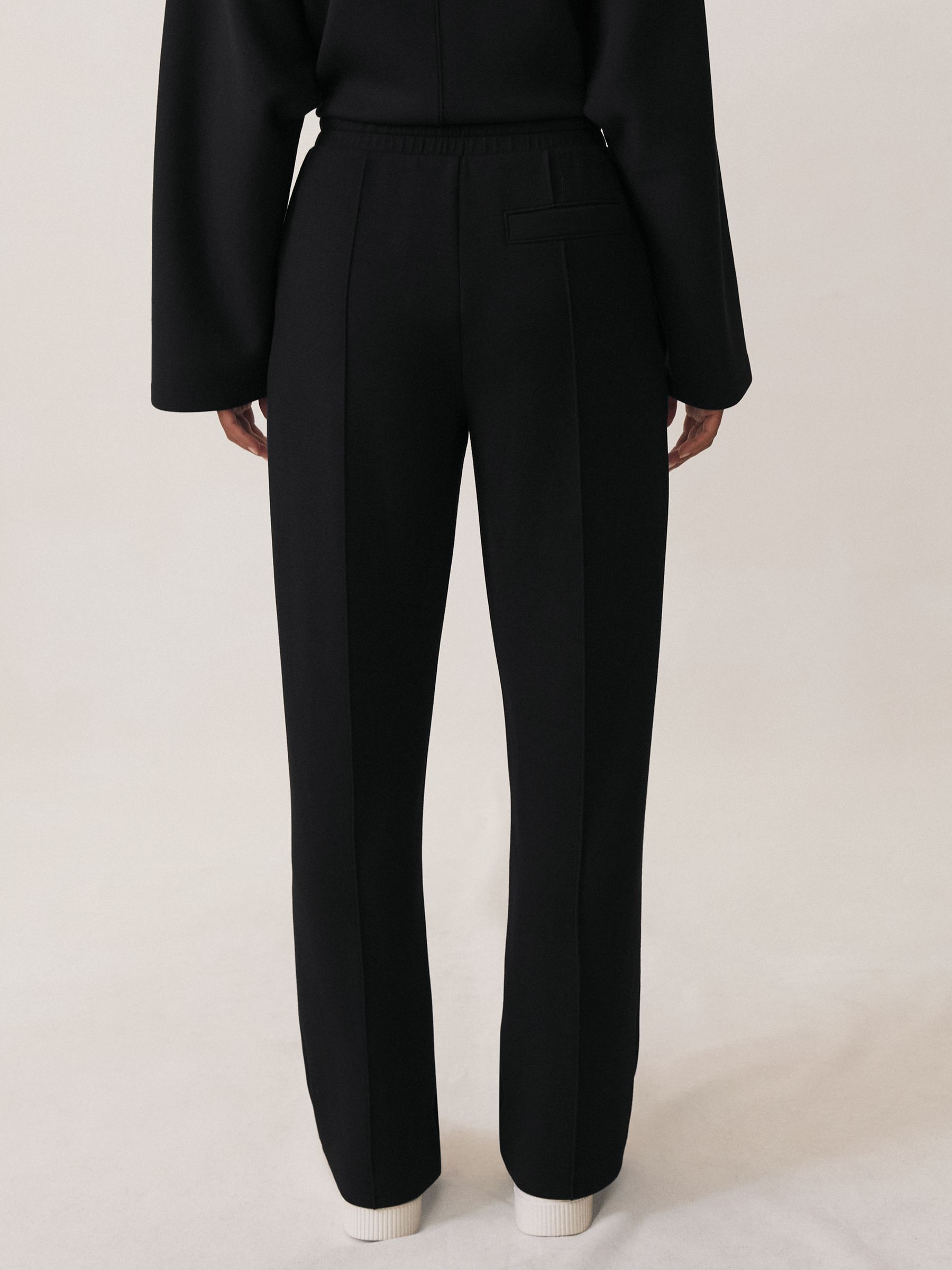 Petite Modal-Blend Interlock Wide-Leg Joggers in Black