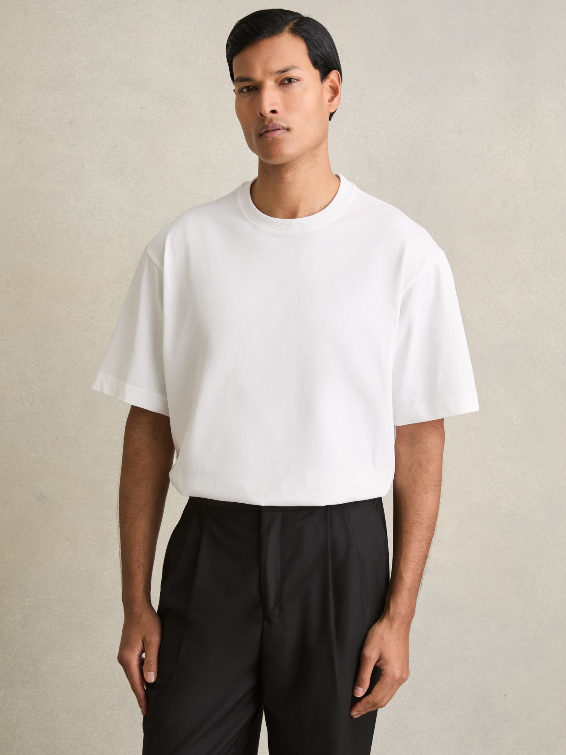 Cotton Garment-Dyed Oversized T-Shirt in White