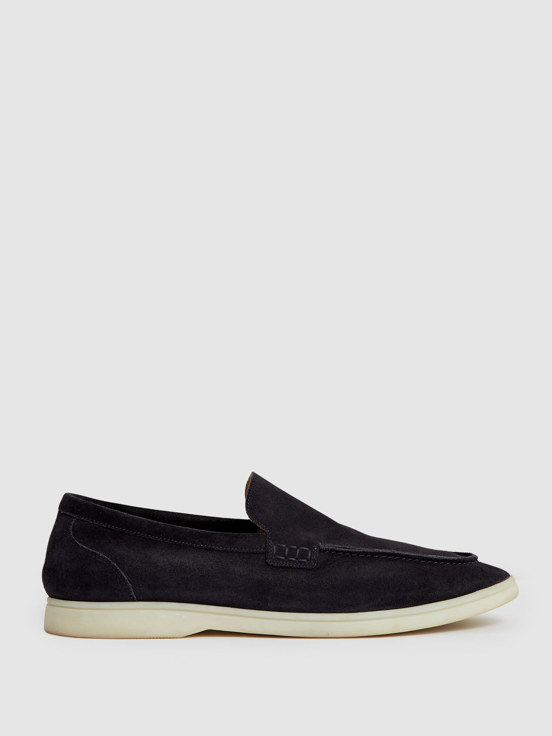 Suede Slip-On Loafers in Navy