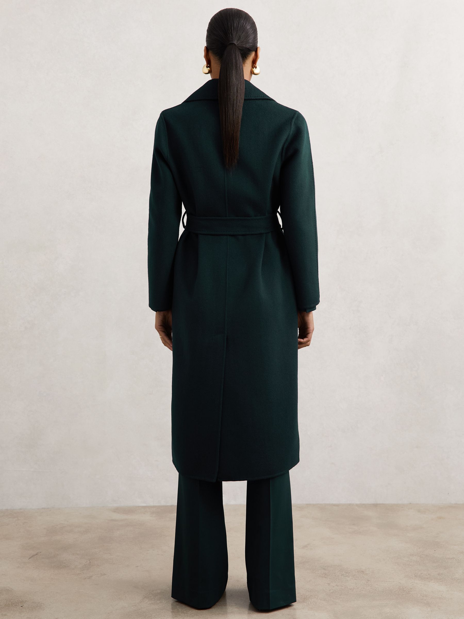 Petite Double-Breasted Blindseam Coat Wool-Blend in Green