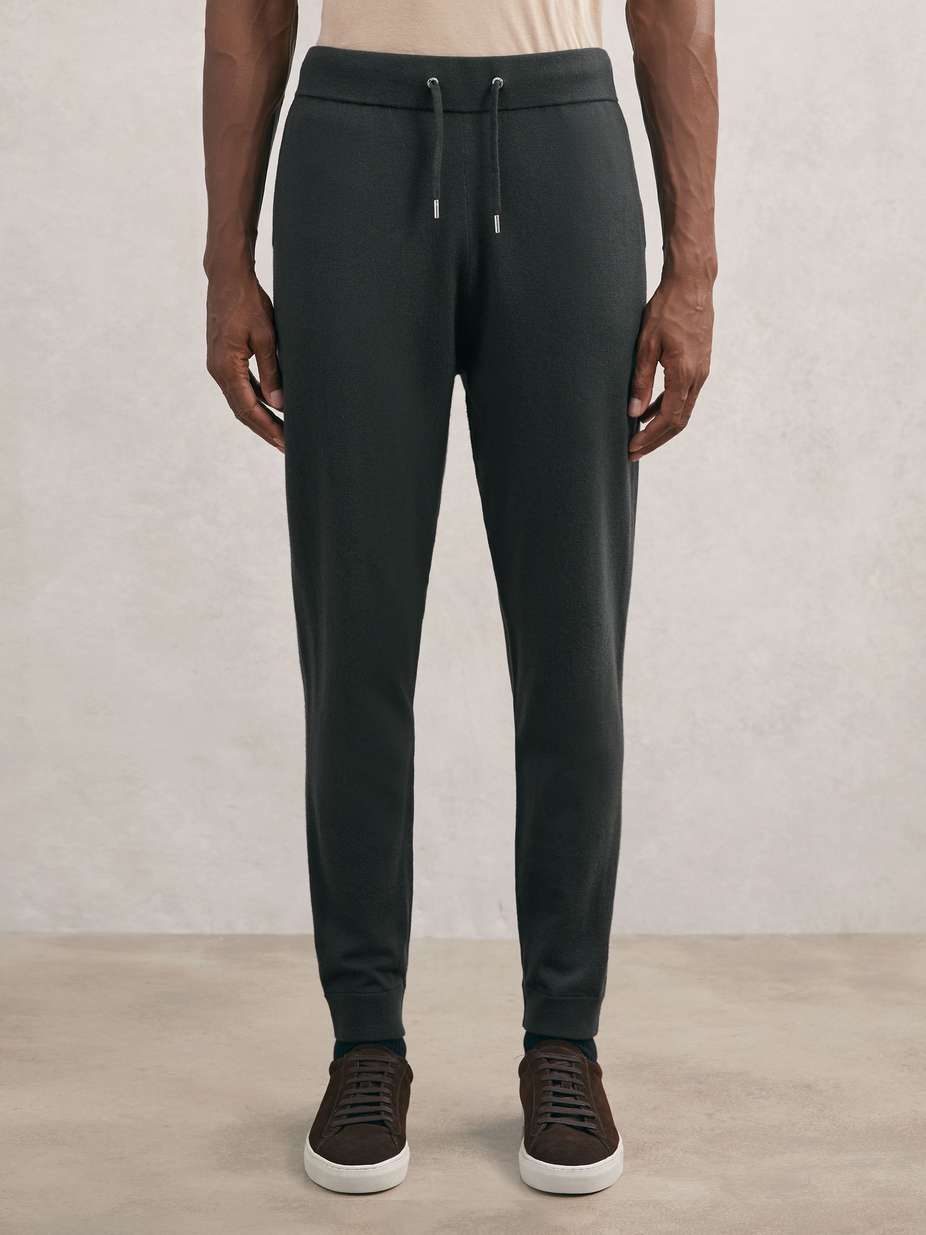 Merino Wool-Blend Cuffed Joggers in Bottle Green