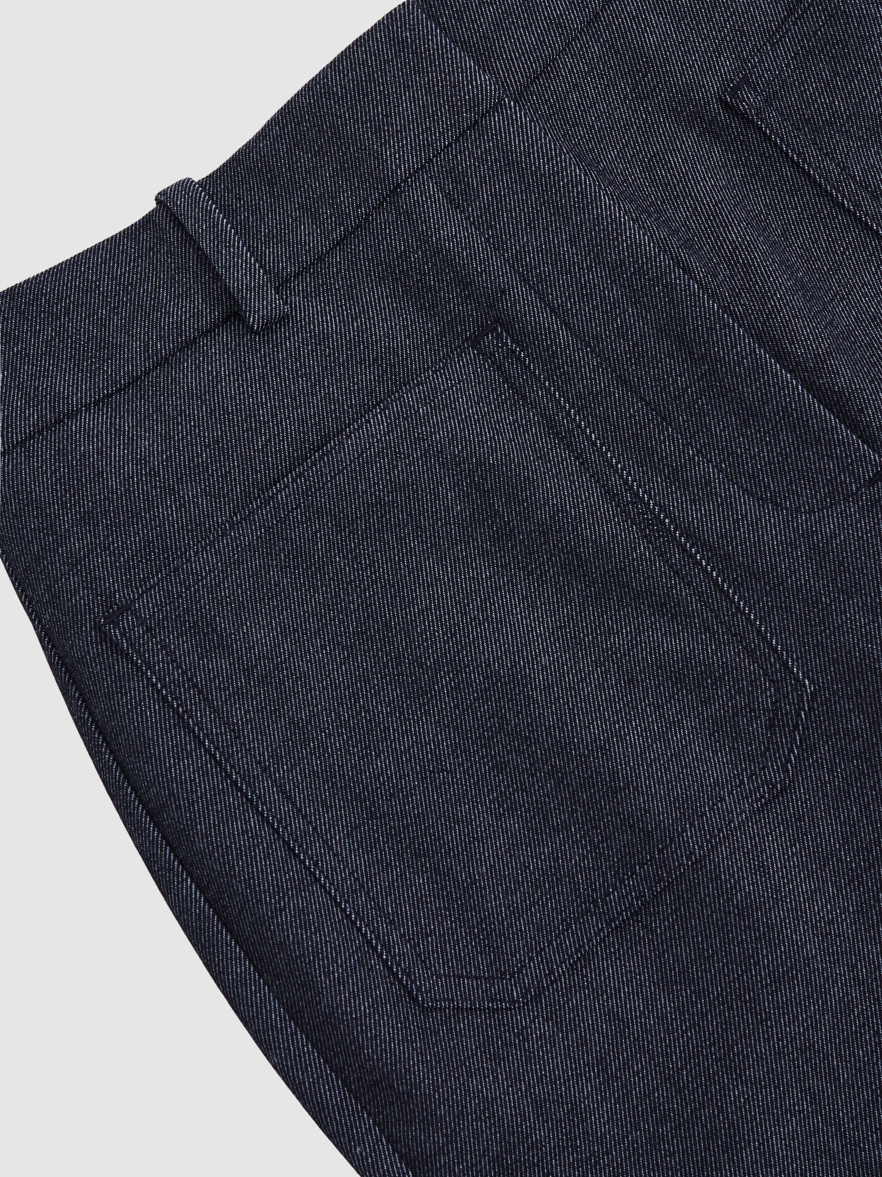Flannel Patch-Pocket Flared Trousers with Wool in Blue