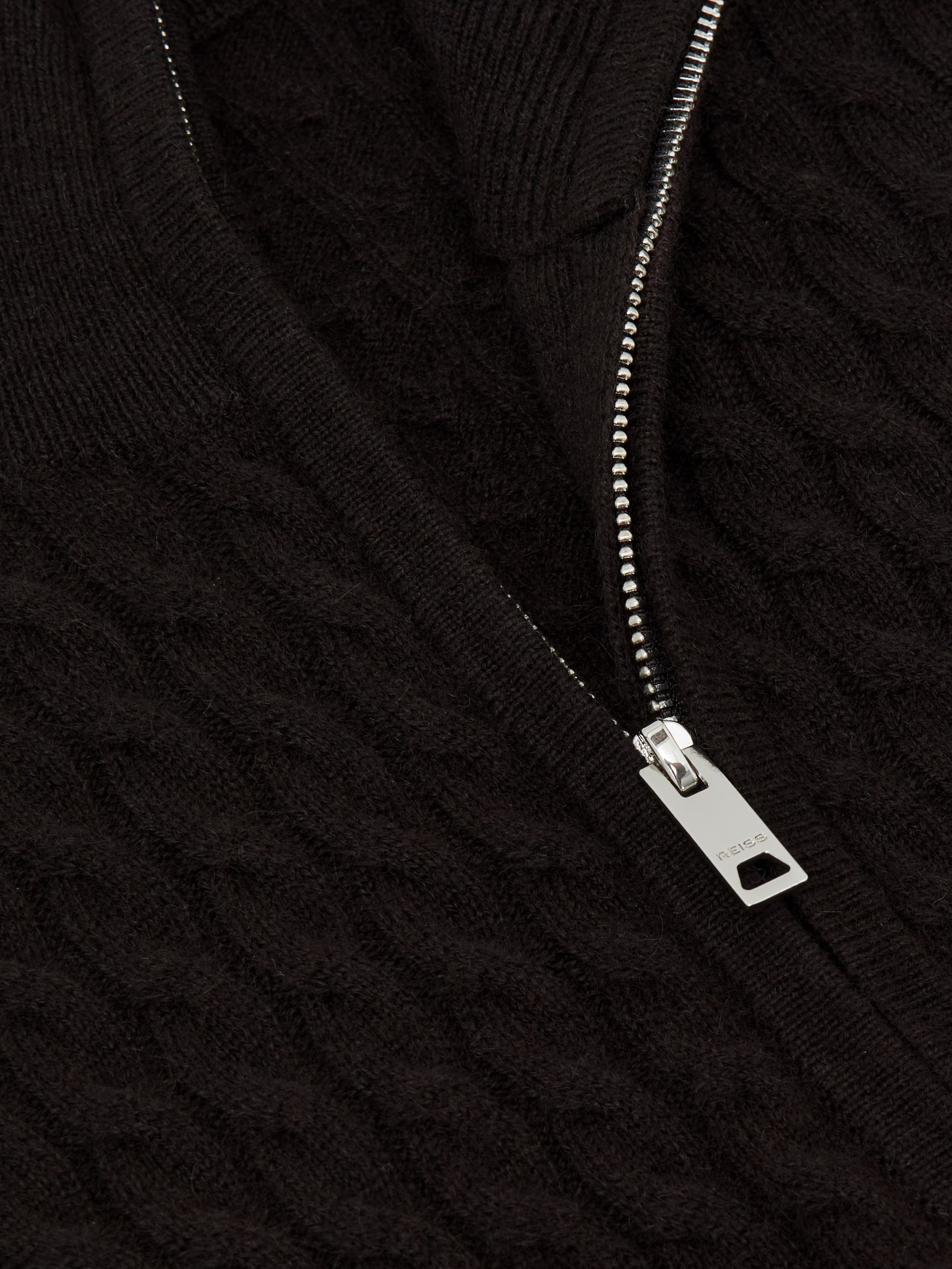 Atelier 100% Cashmere Cable Zip Jumper in Chocolate Brown