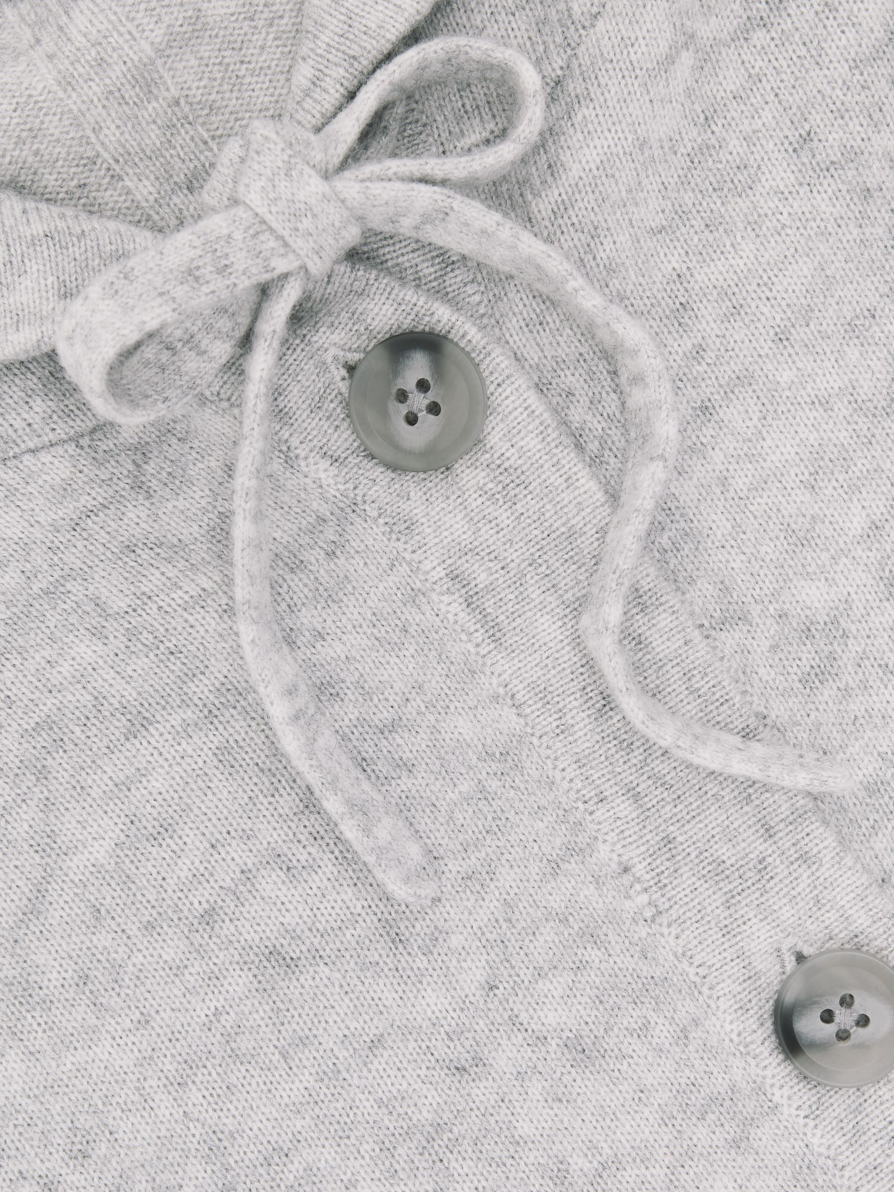 Wool-Blend Button-Through Hoodie with Cashmere in Grey