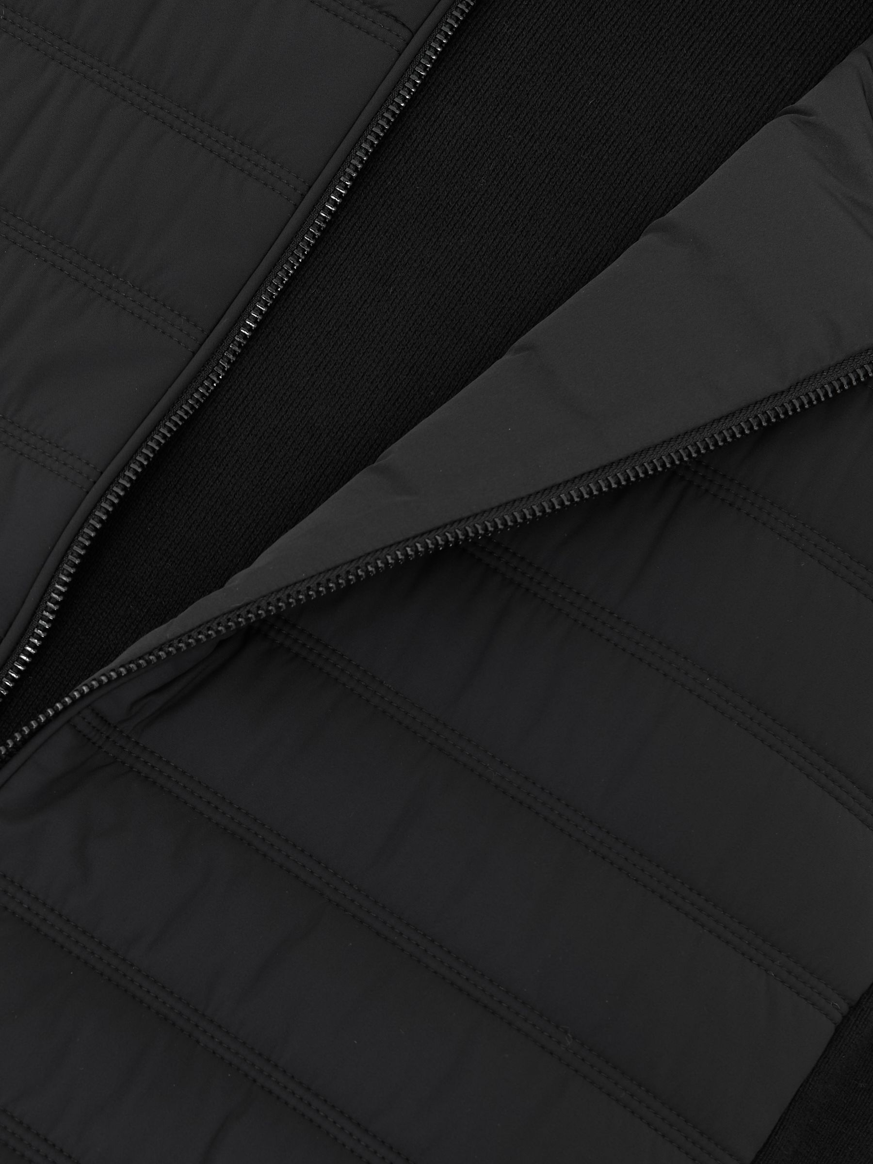 Funnel-Neck Quilted Knit Gilet in Black