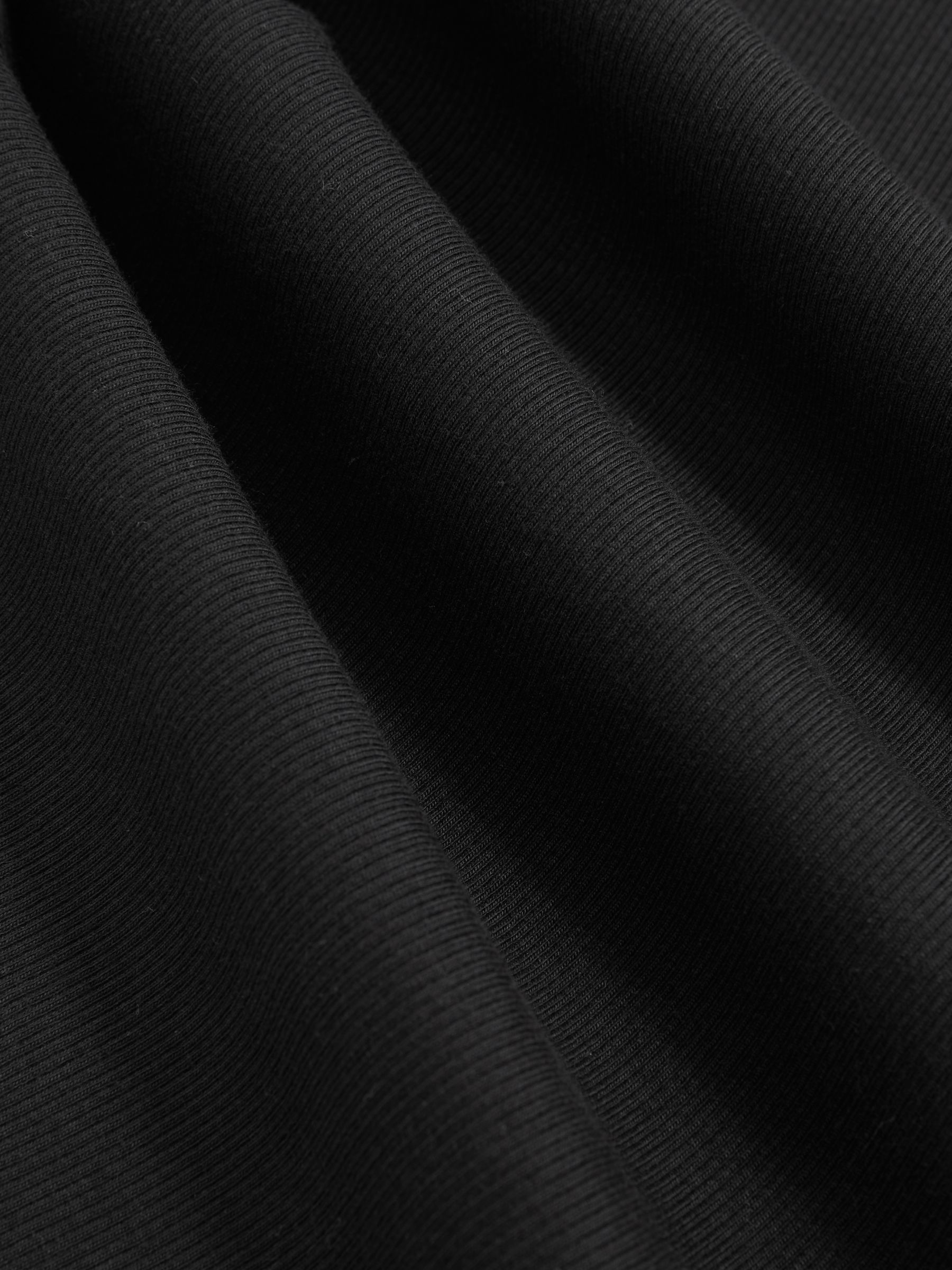 Stretch-Cotton Funnel-Neck Top in Black