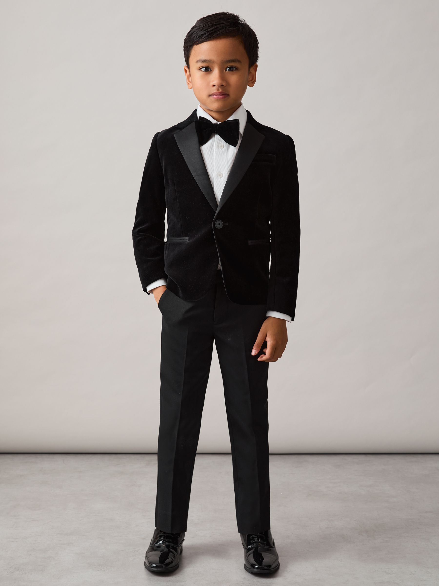 3-9 yrs Single-Breasted Velvet Blazer in Black