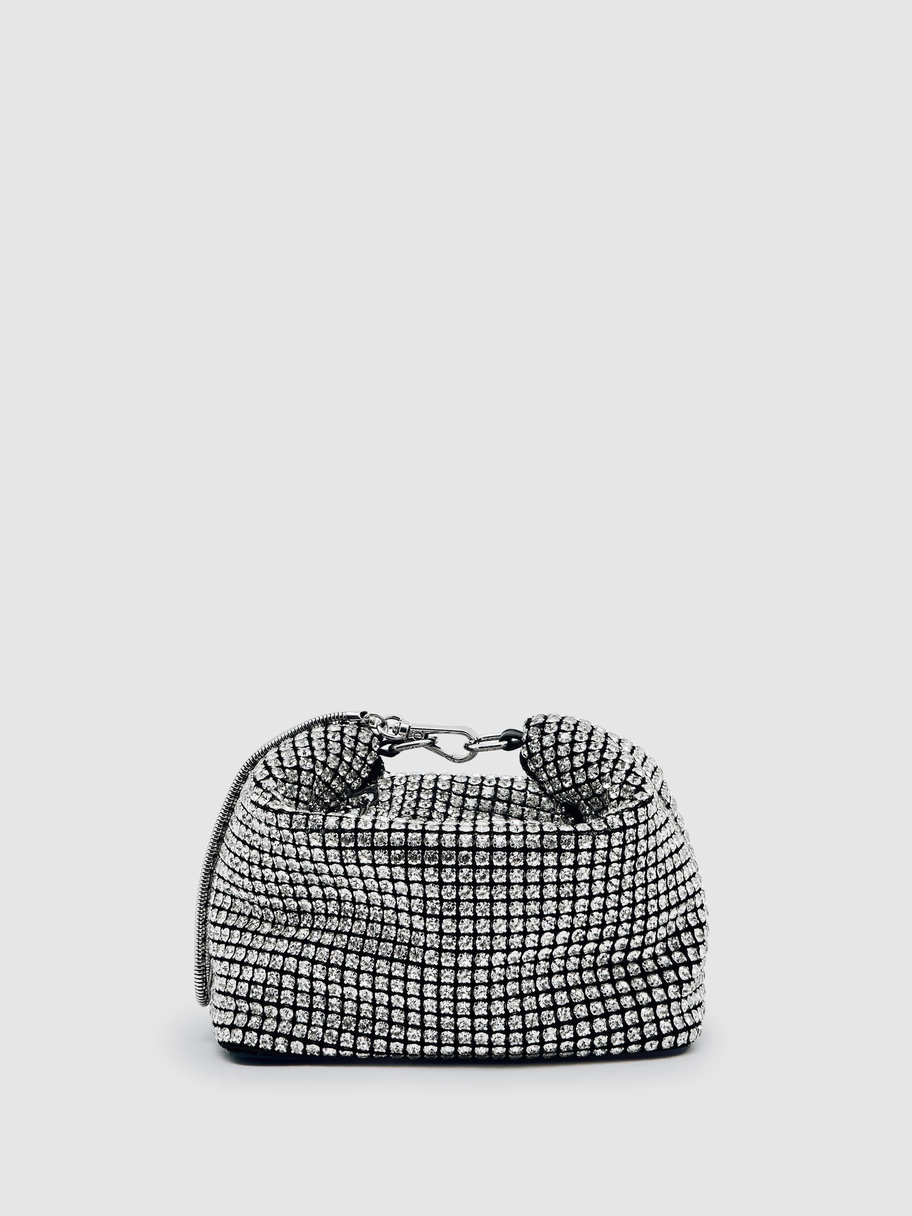 Crystal Bracelet Pouch Bag in Silver