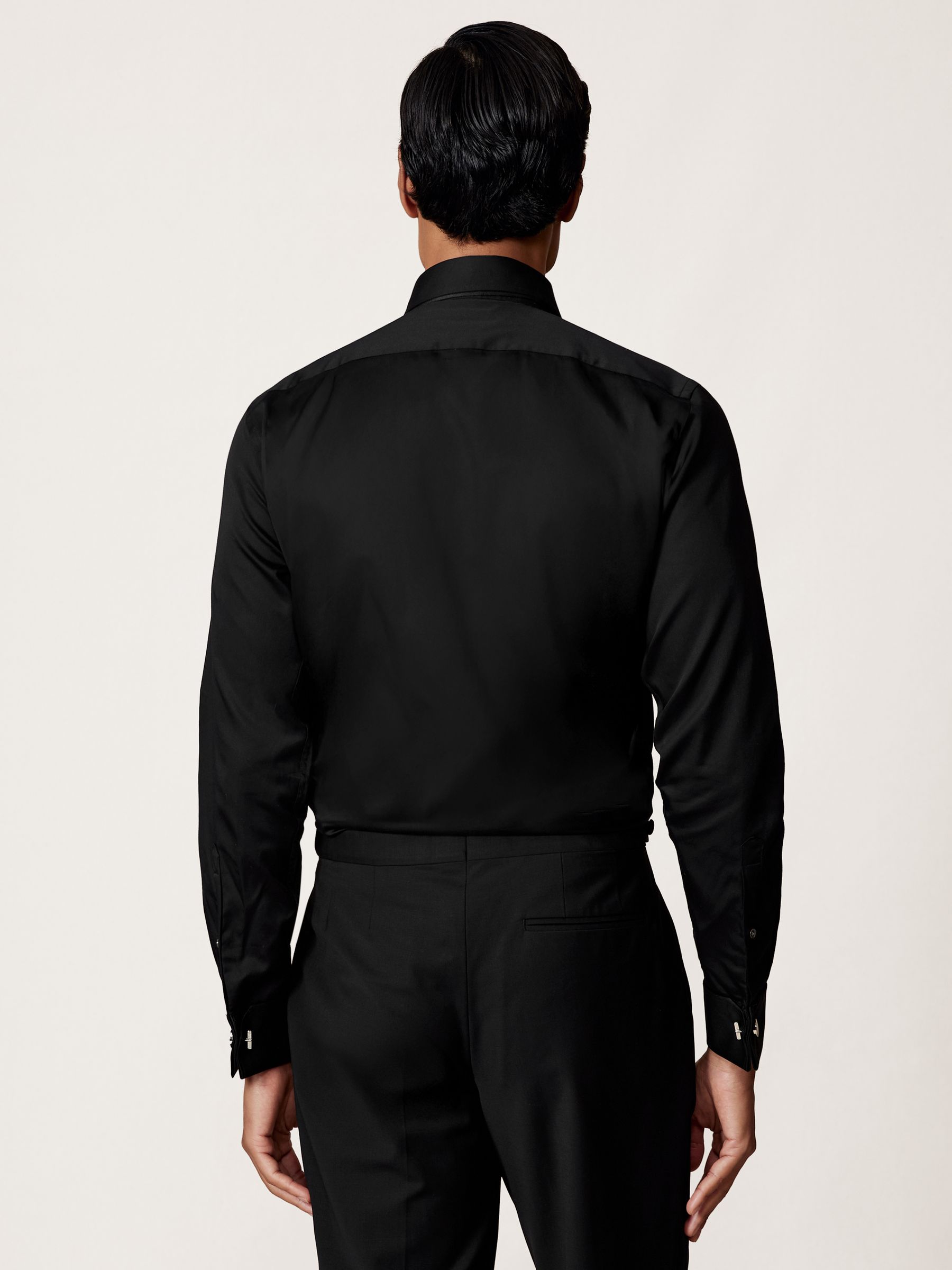 Regular Fit Cotton Double-Cuff Dinner Shirt in Black