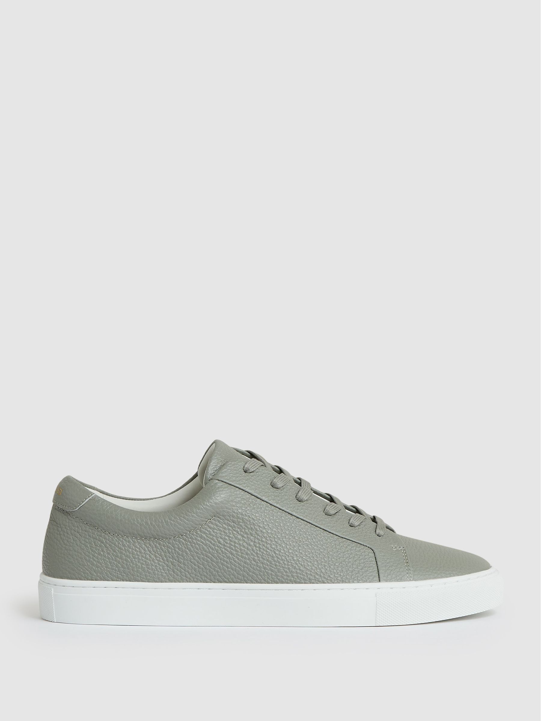 Tumbled-Leather Low-Top Trainers in Mint Green