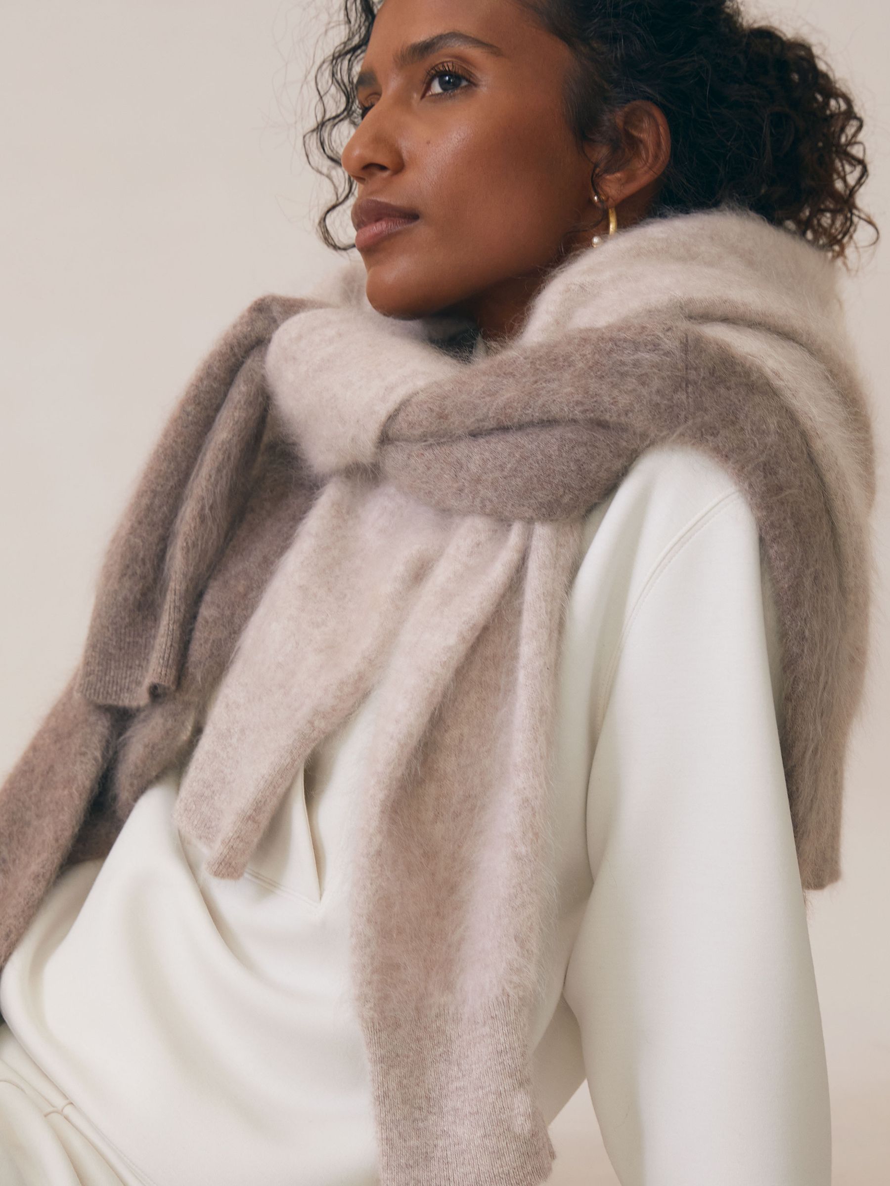 Interlock Shawl-Neck Sweatshirt with Modal in Ivory