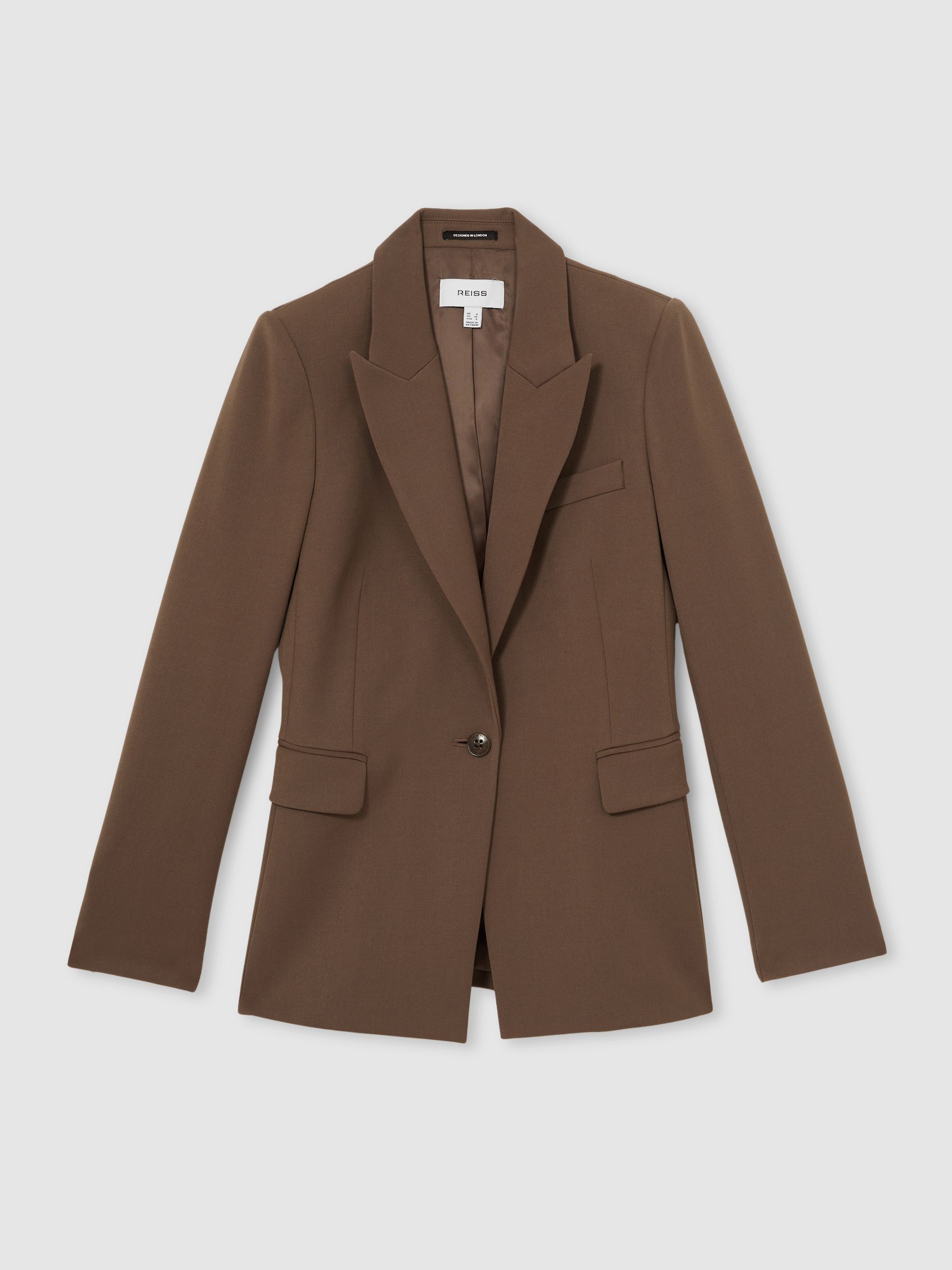 Tailored Single Breasted Suit Blazer in Mink Neutral