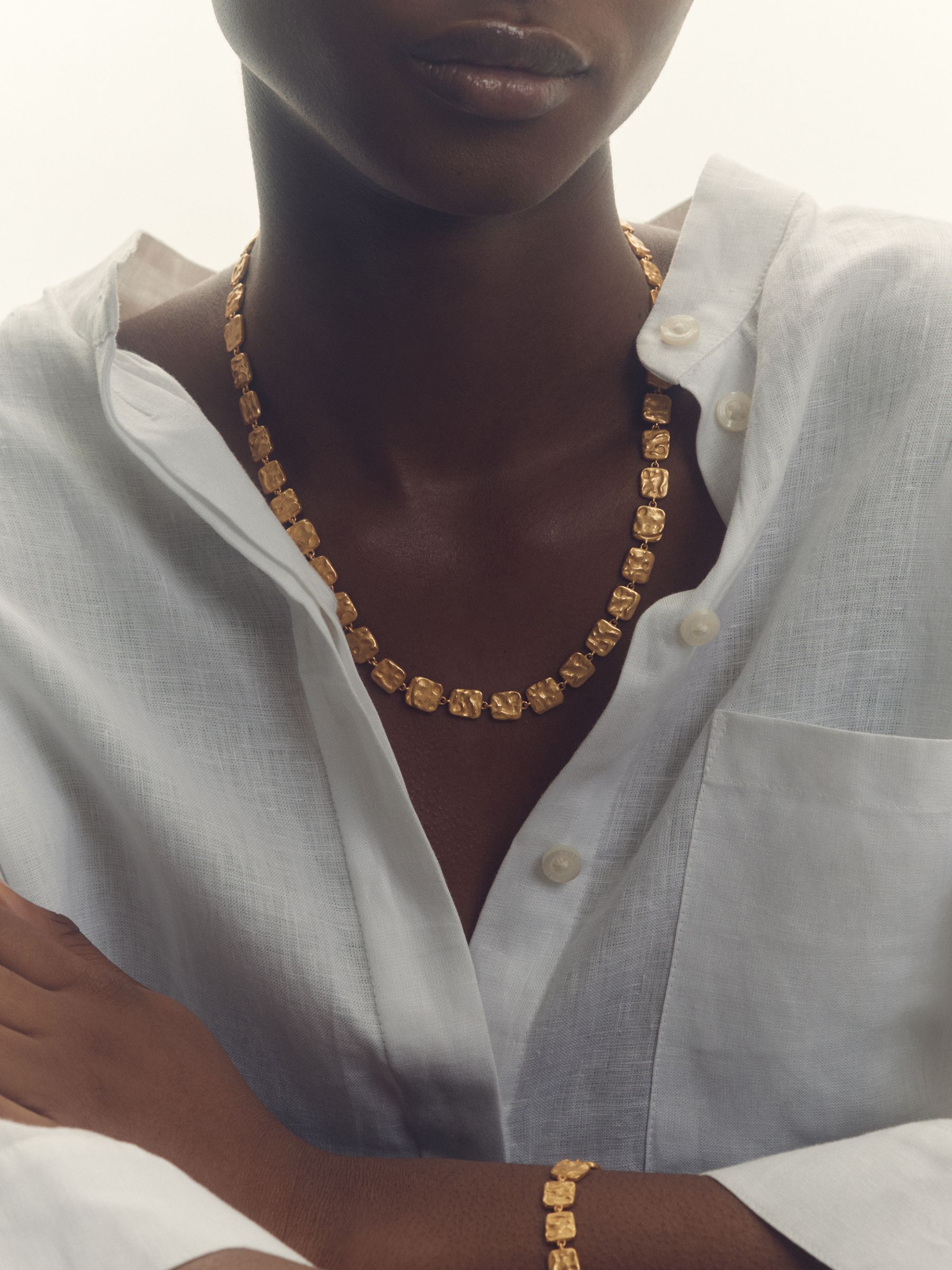 Molten Square Bracelet in Gold Tone