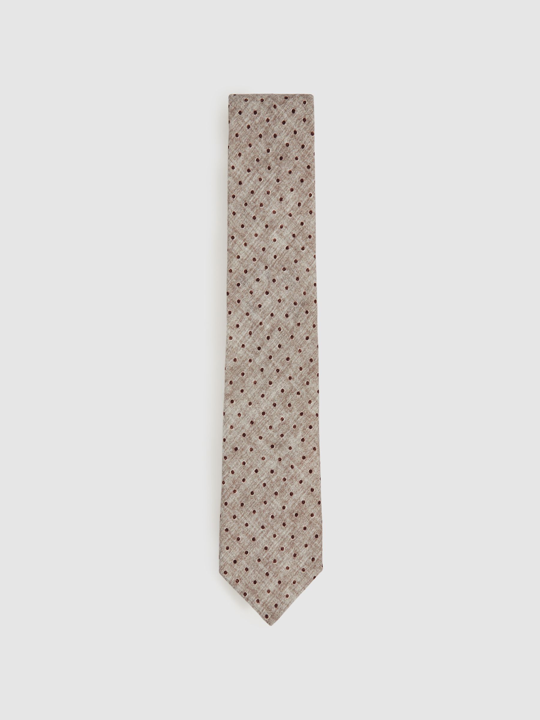 Wool-Cotton Polka-Dot Tie in Grey Melange