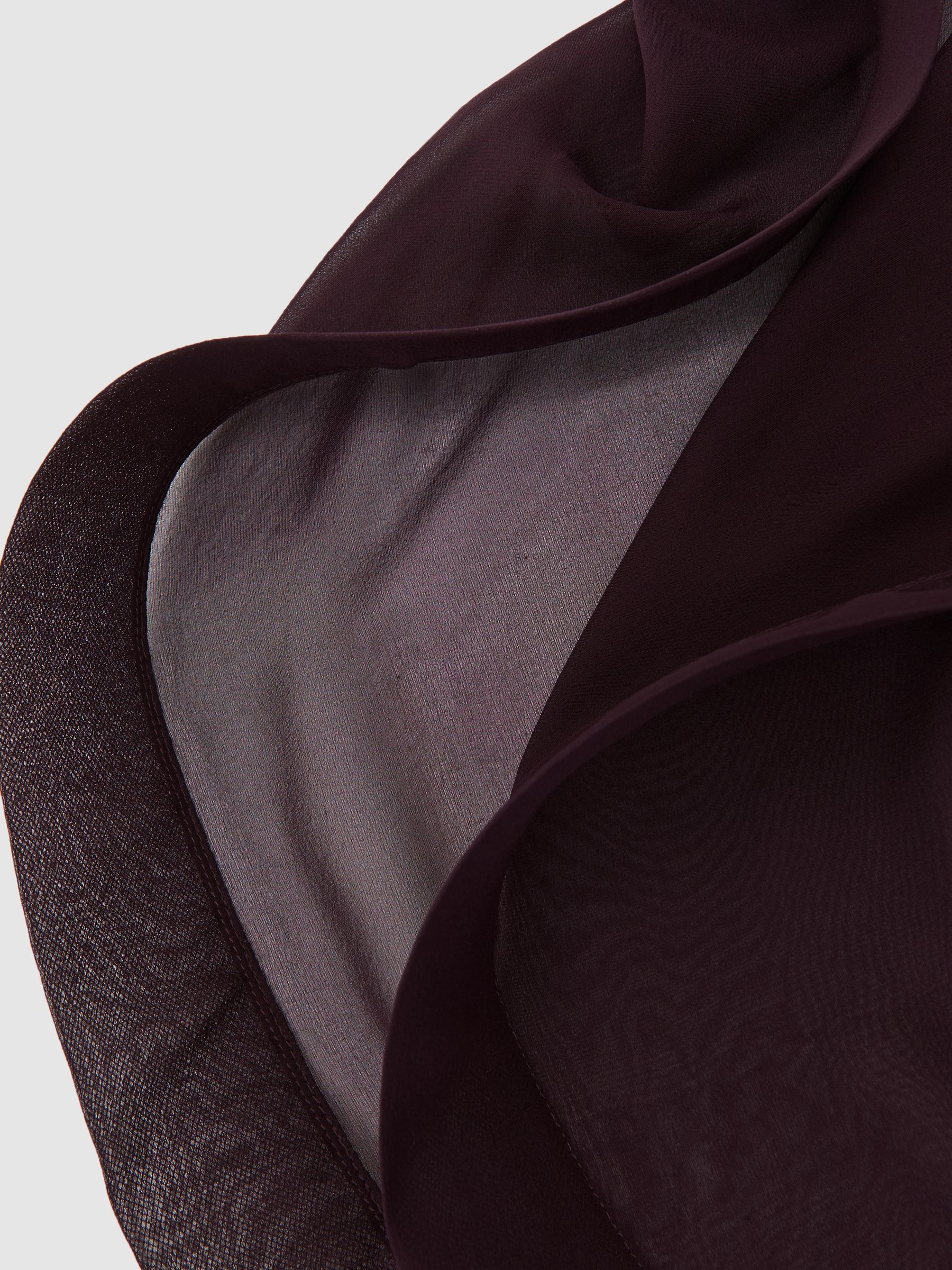 Silk Asymmetric-Ruffle Bandeau Top in Burgundy