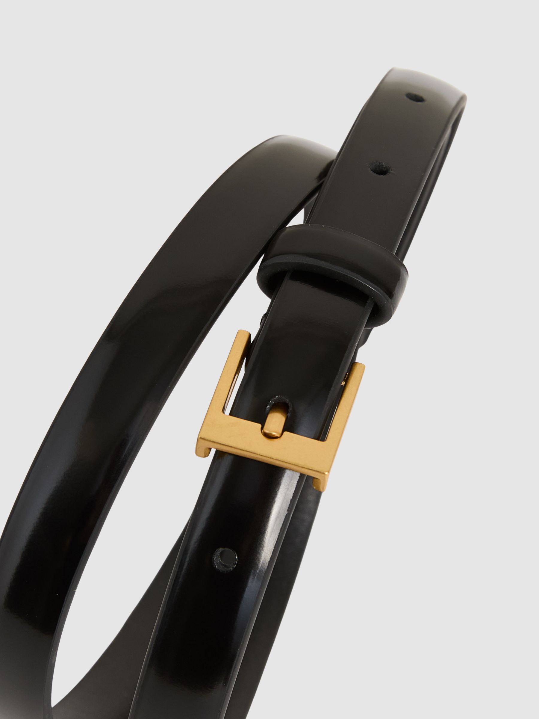 Thin Leather Belt in Black