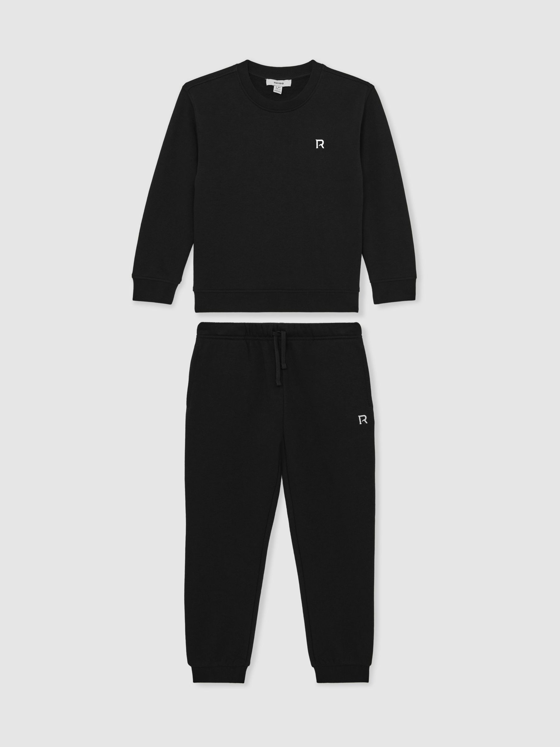 9-13 yrs Logo Sweatshirt and Joggers Set Cotton-Blend in Black