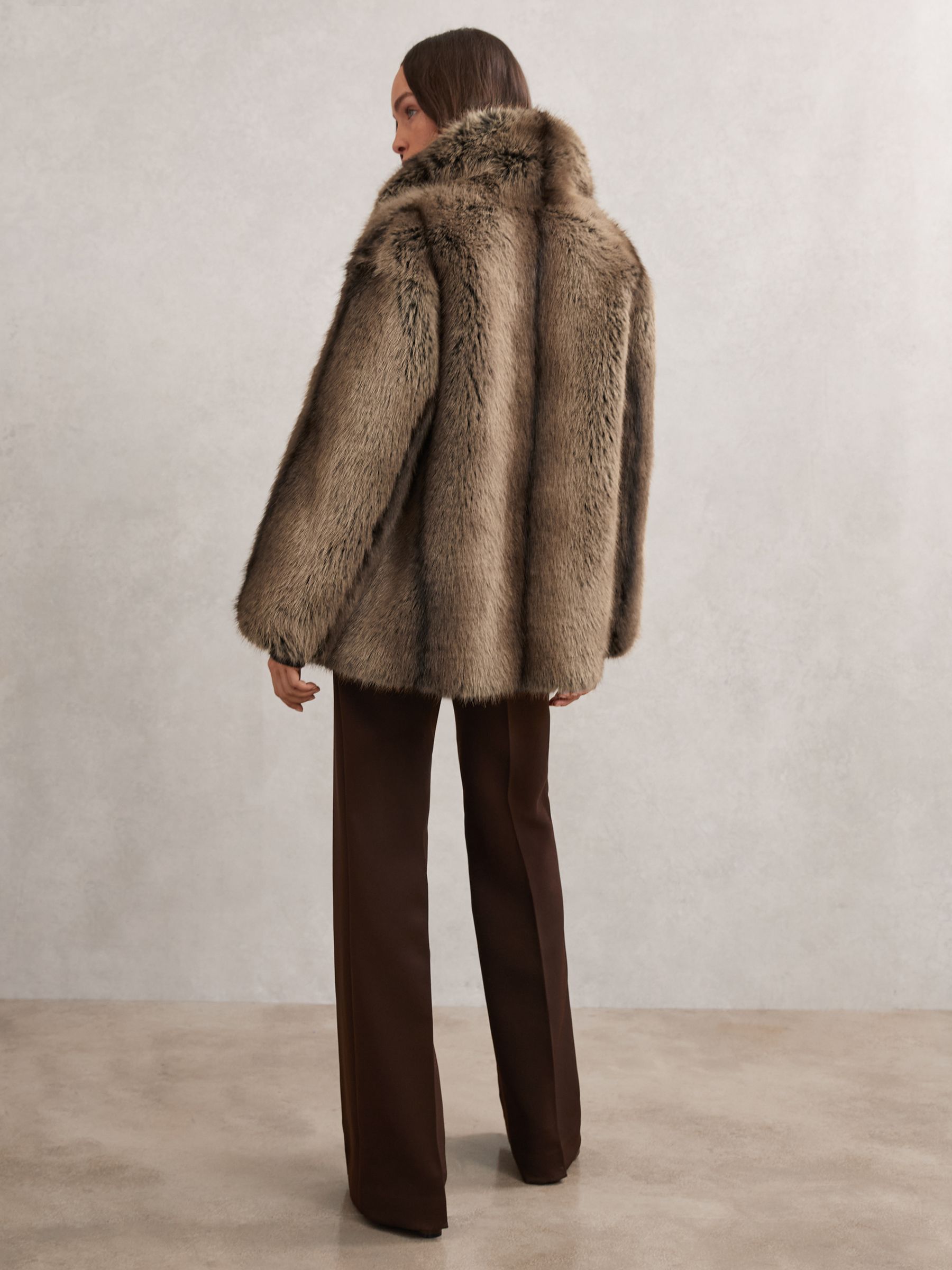 Faux-Fur Coat in Brown