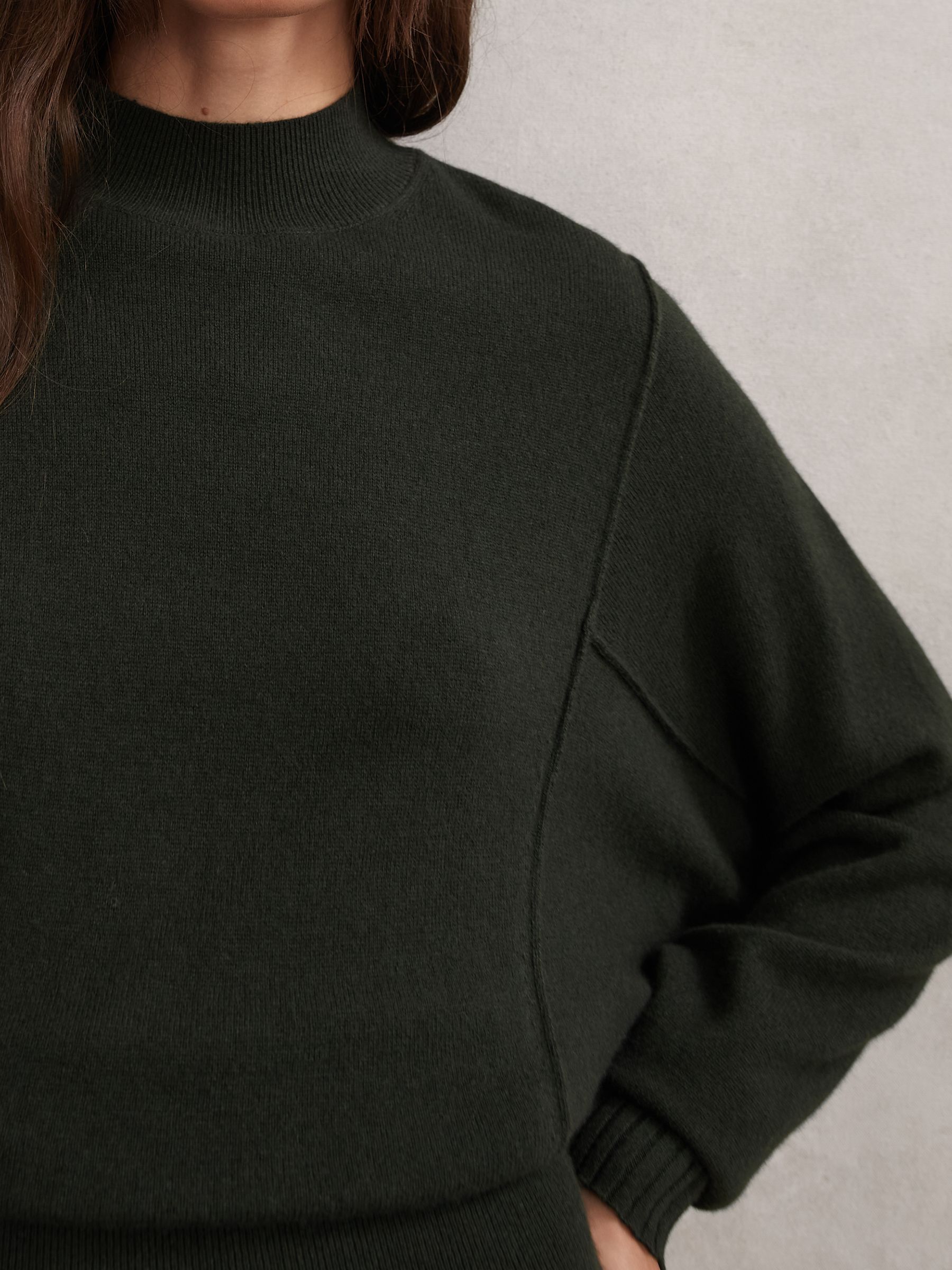 Wool-Blend High-Neck Knitted Dress with Cashmere in Dark Green