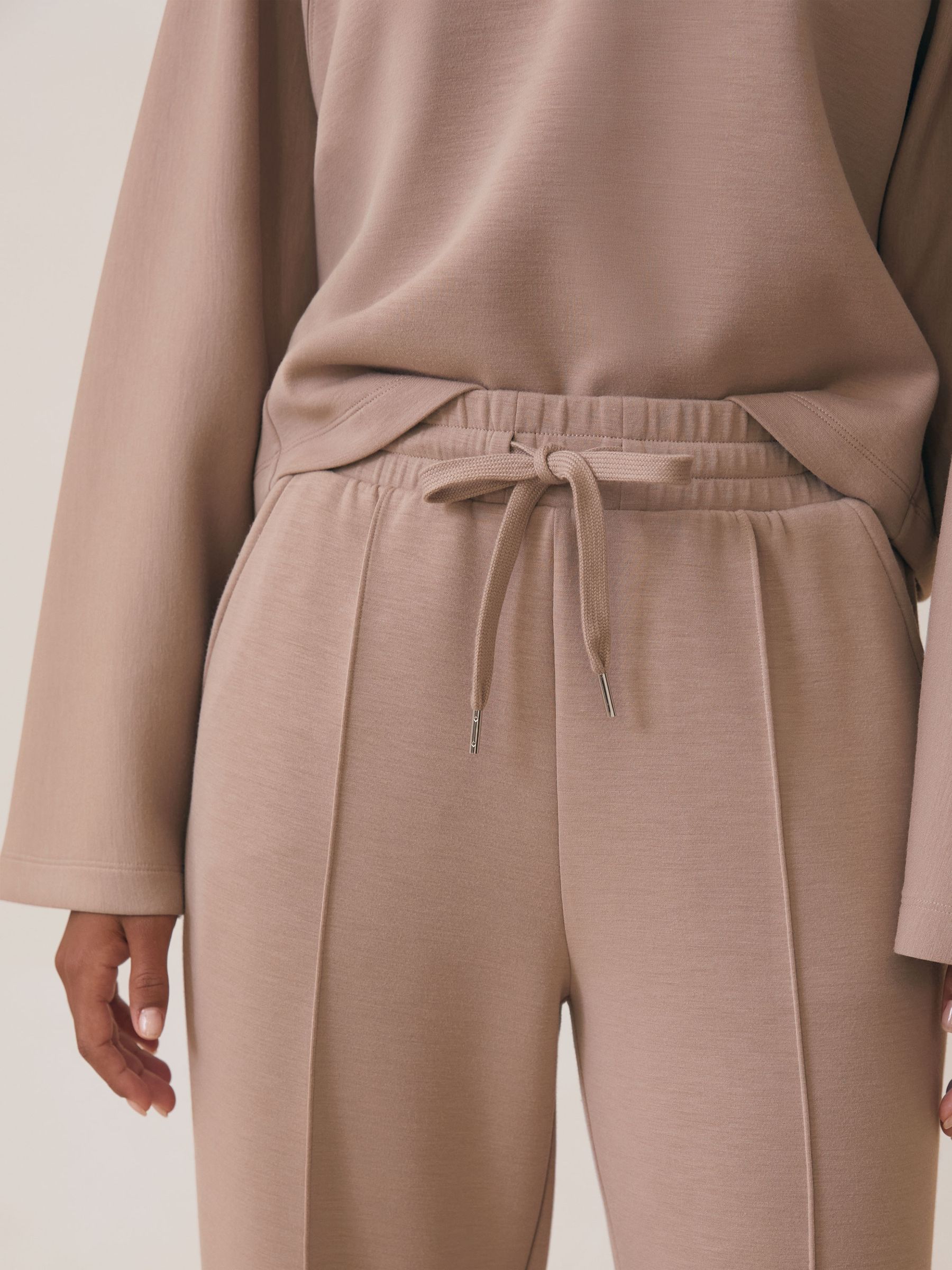 Modal-Blend Interlock Wide-Leg Joggers in Taupe Neutral