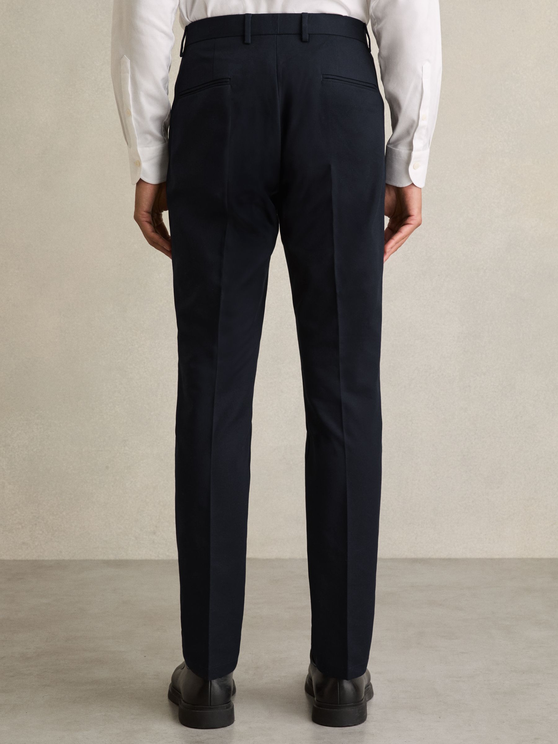 Slim Fit Cotton Blend Chinos in Navy