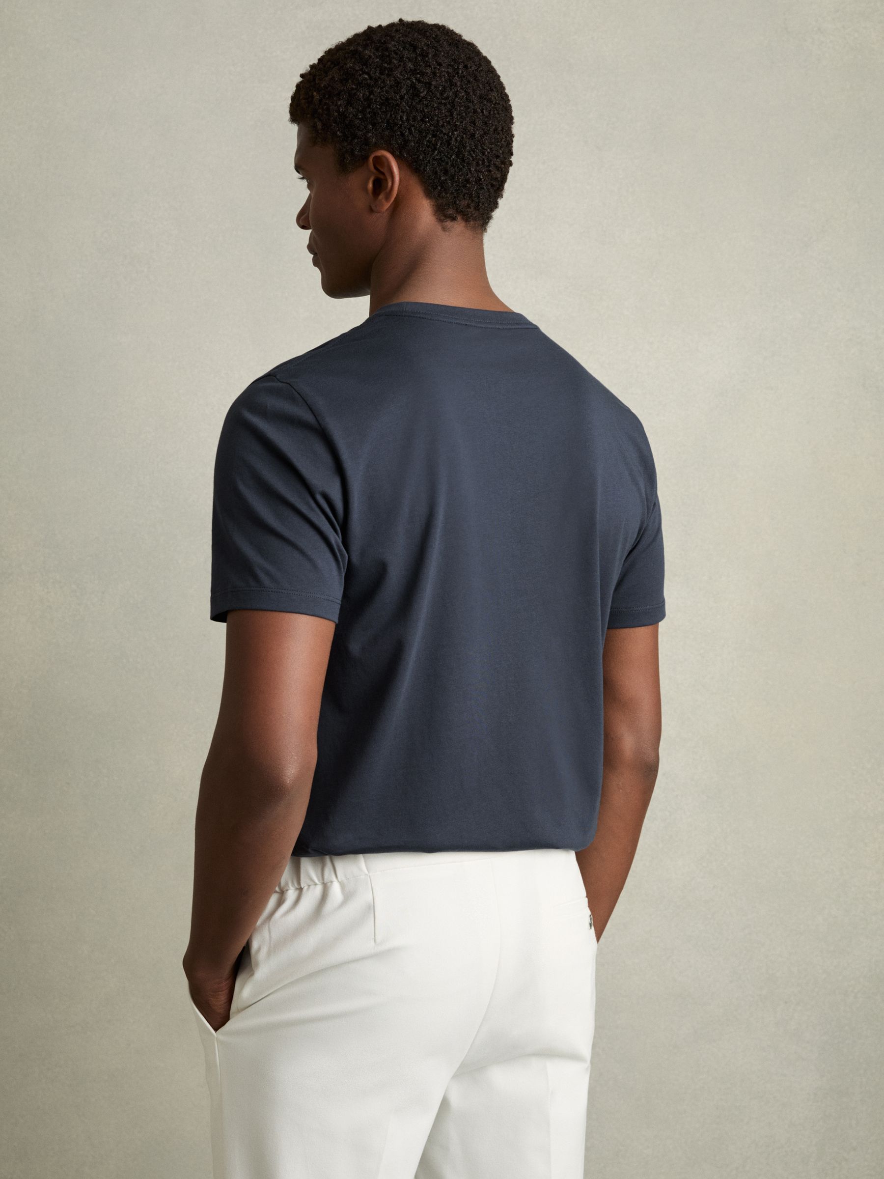 Cotton Crew Neck T-Shirt in Airforce Blue