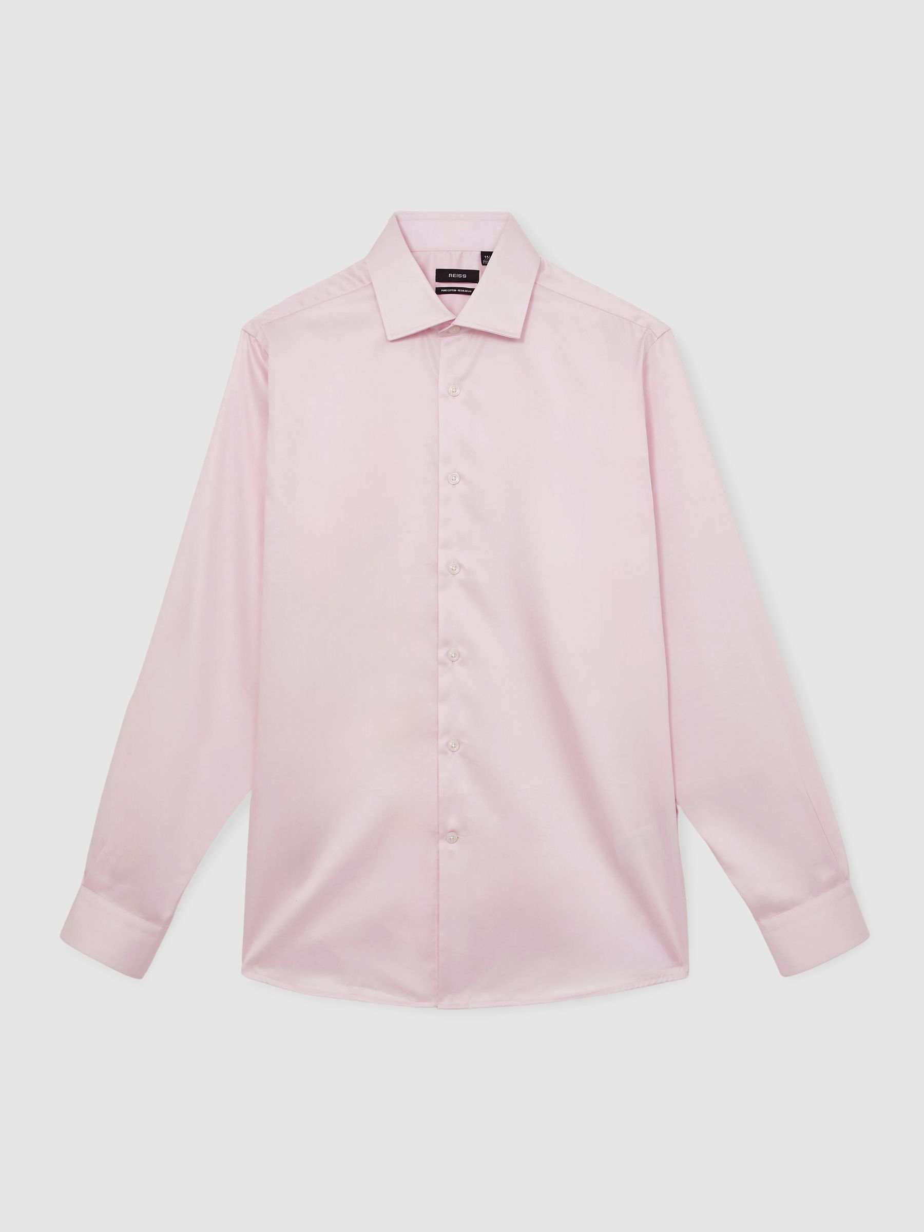 Regular Fit Cotton-Satin Regular-Fit Stripe Shirt in Pink