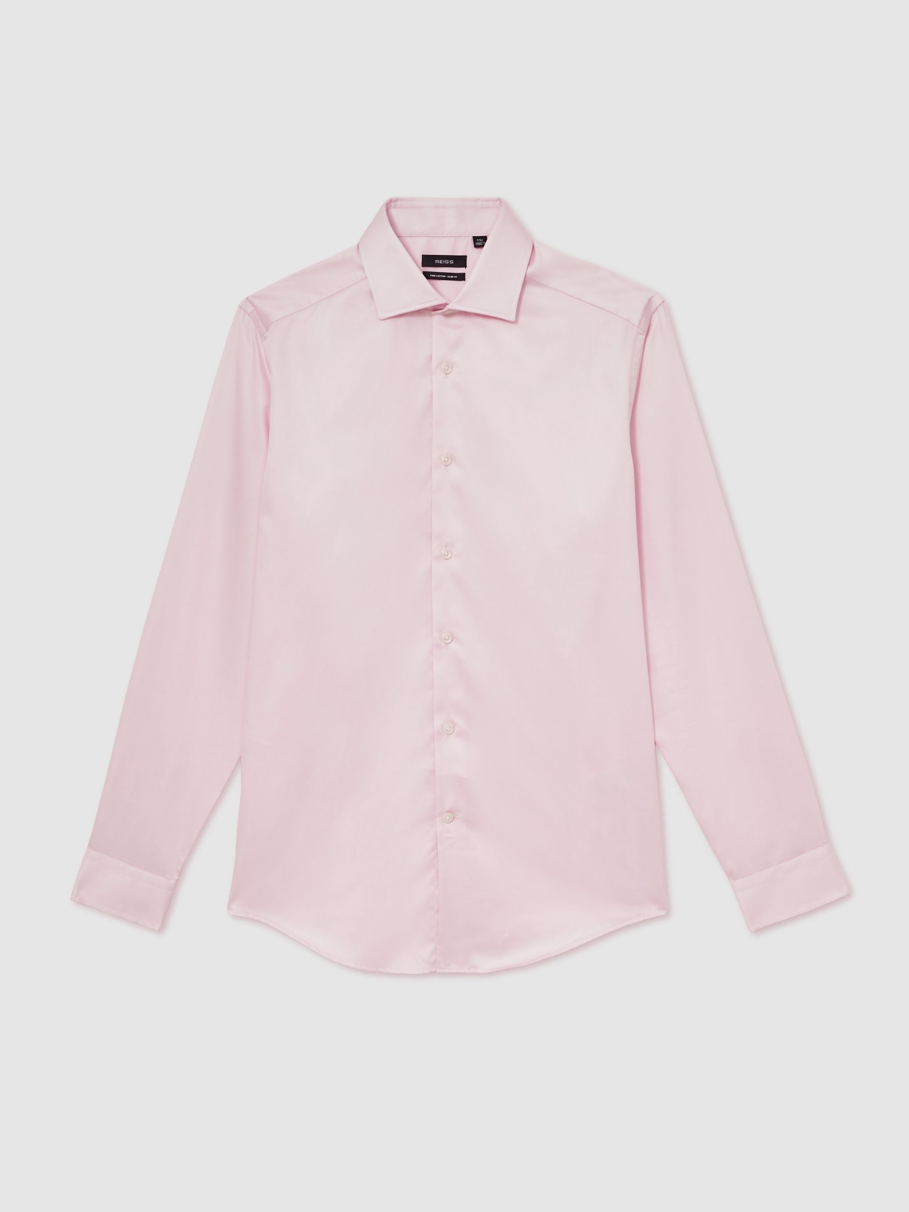 Slim Fit Cotton-Satin Regular-Fit Stripe Shirt in Pink