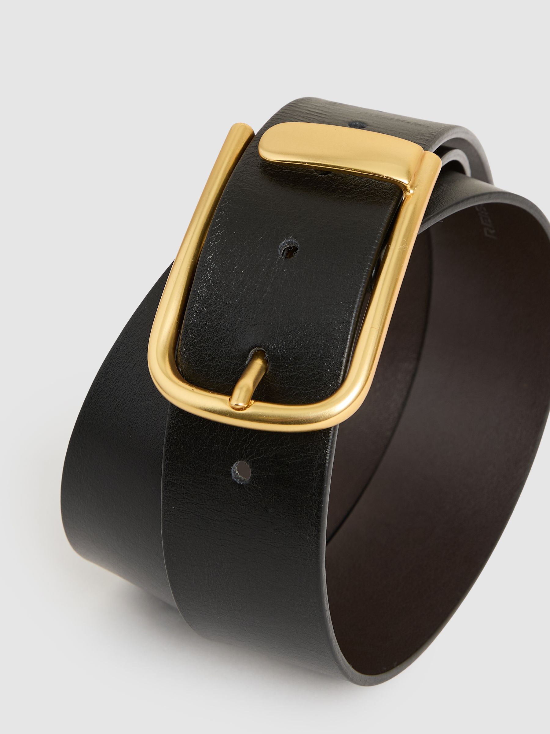 Leather Half Keeper Belt in Black