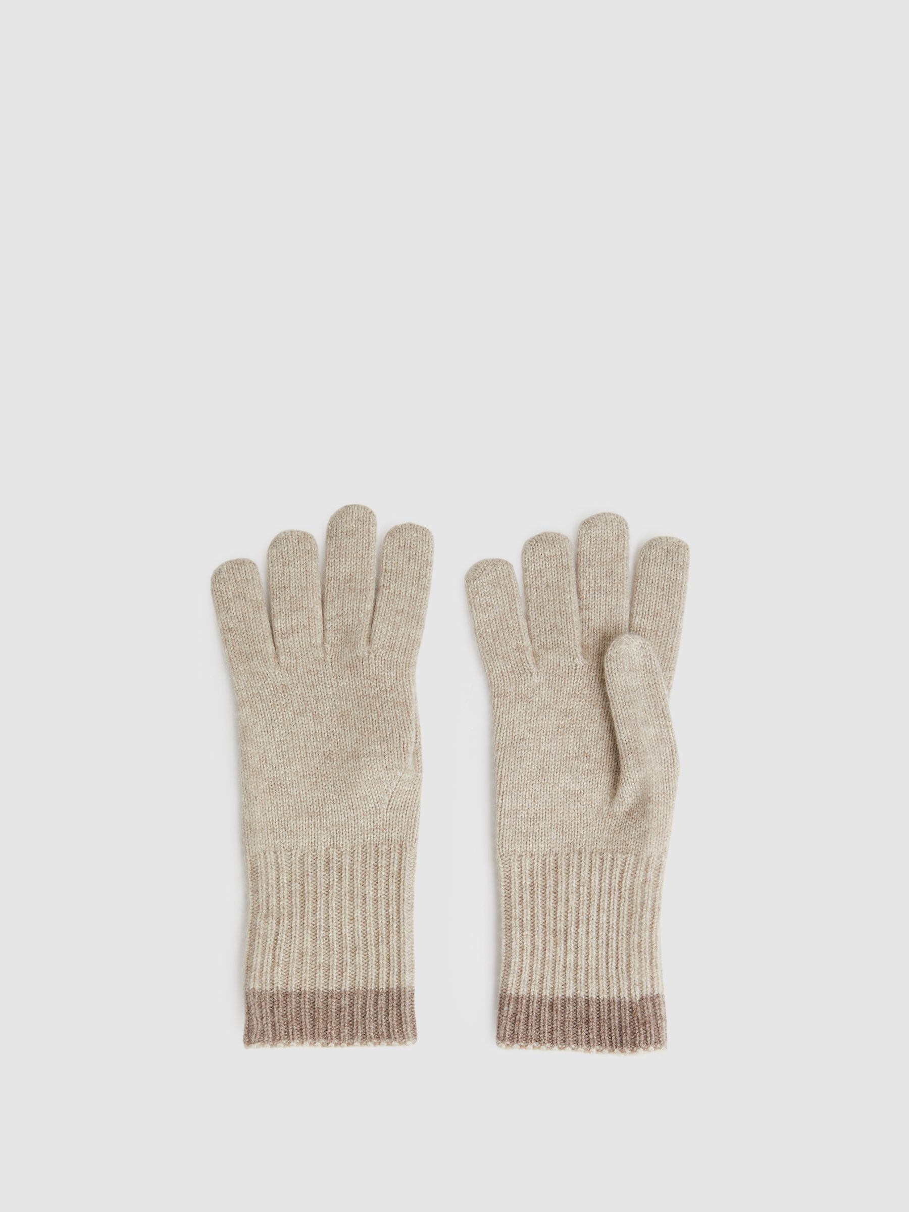 Wool Blend Tipped Gloves in Taupe