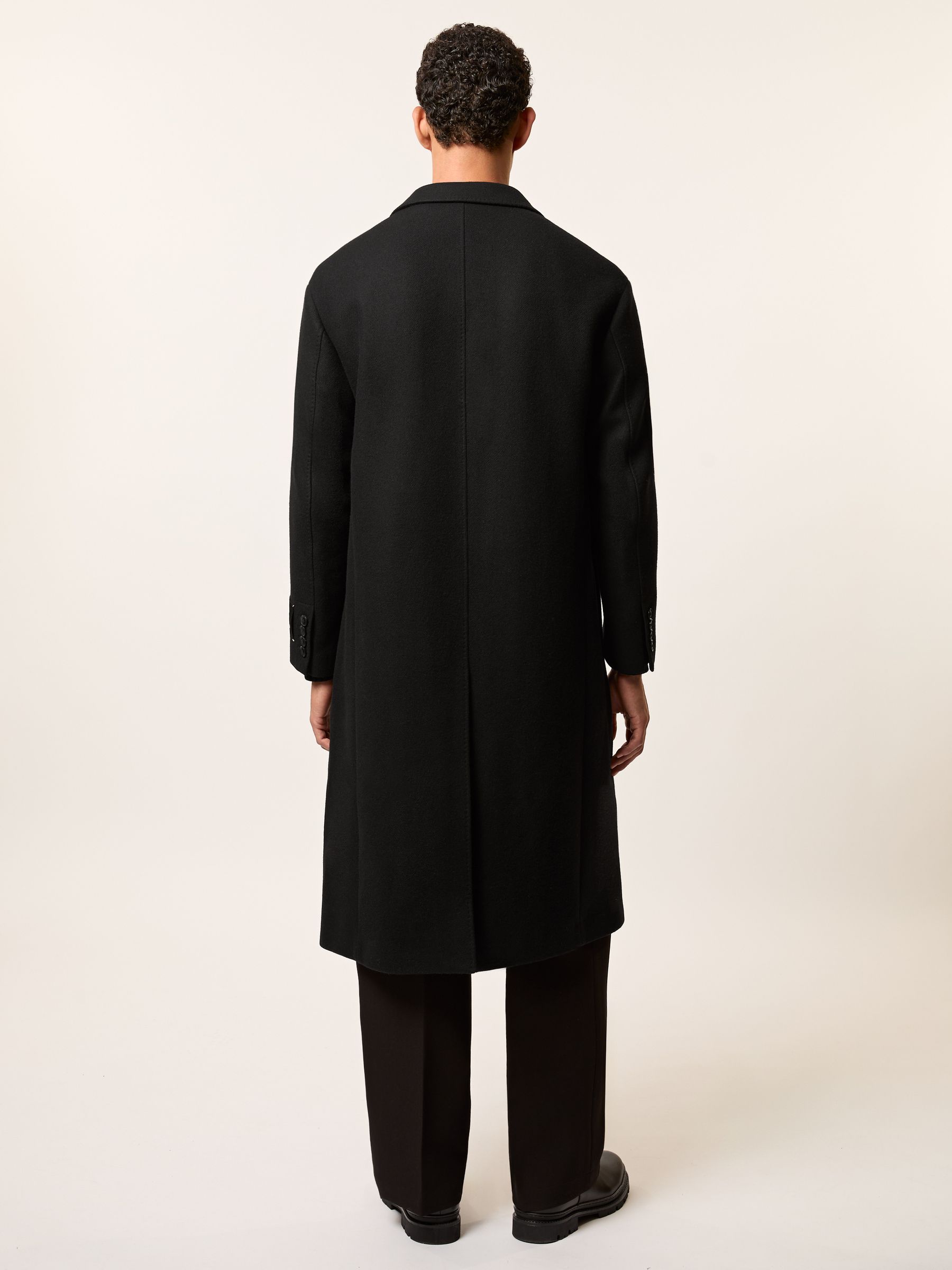 Monogram Long Double-Breasted Coat Wool-Blend in Black