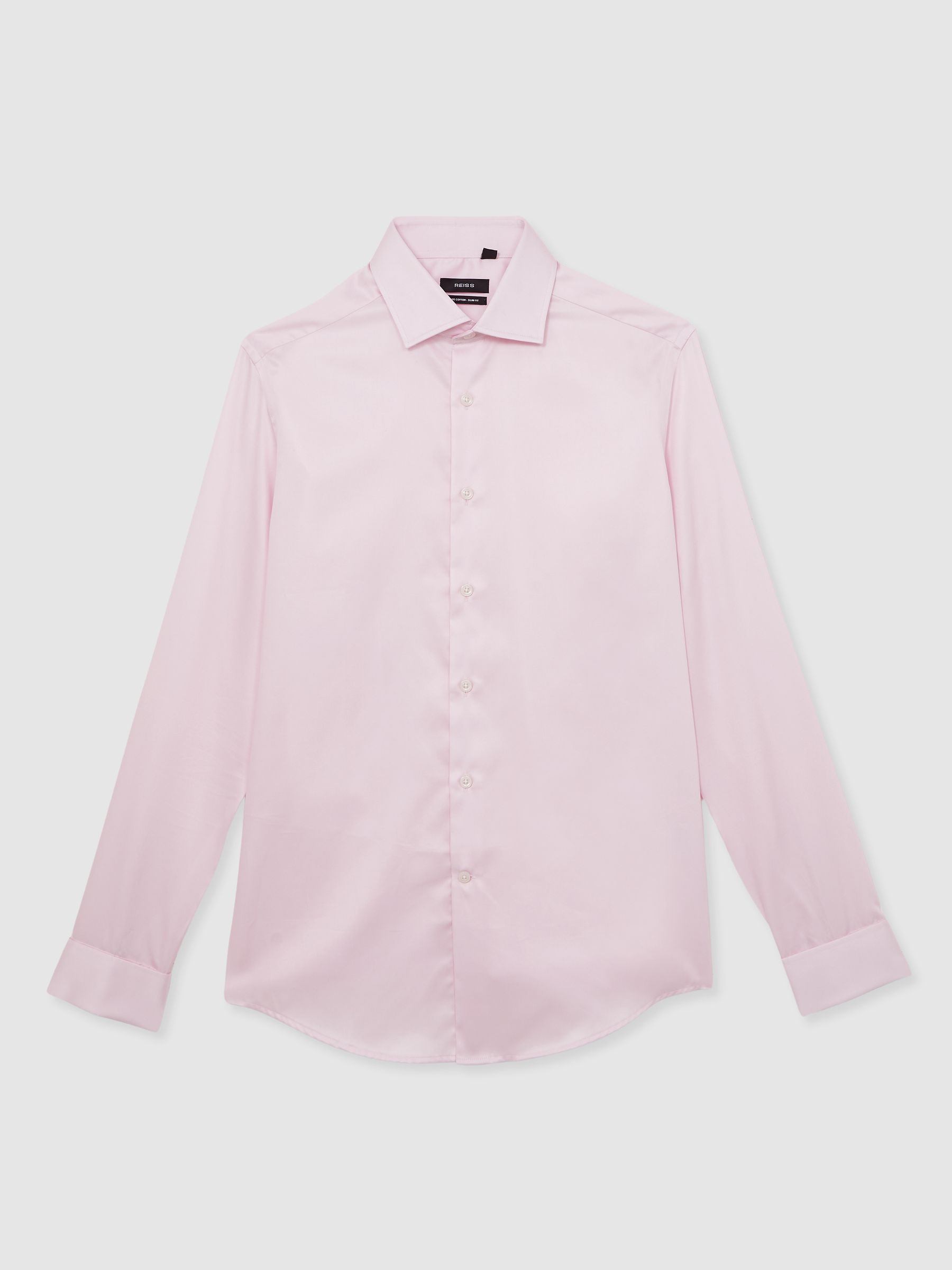 Slim Fit Cotton-Sateen Shirt in Pink