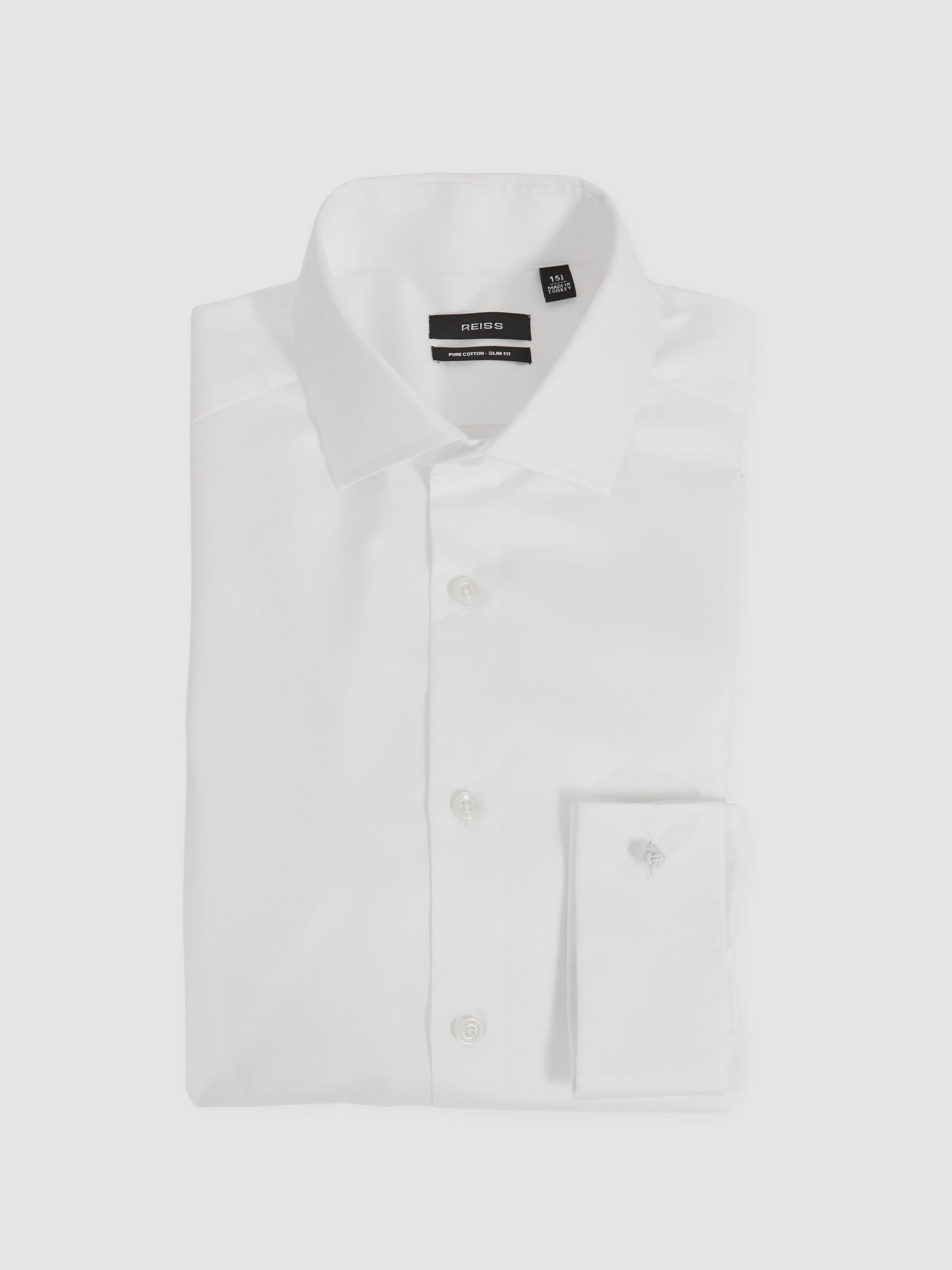 Slim Fit Cotton-Sateen Shirt in White