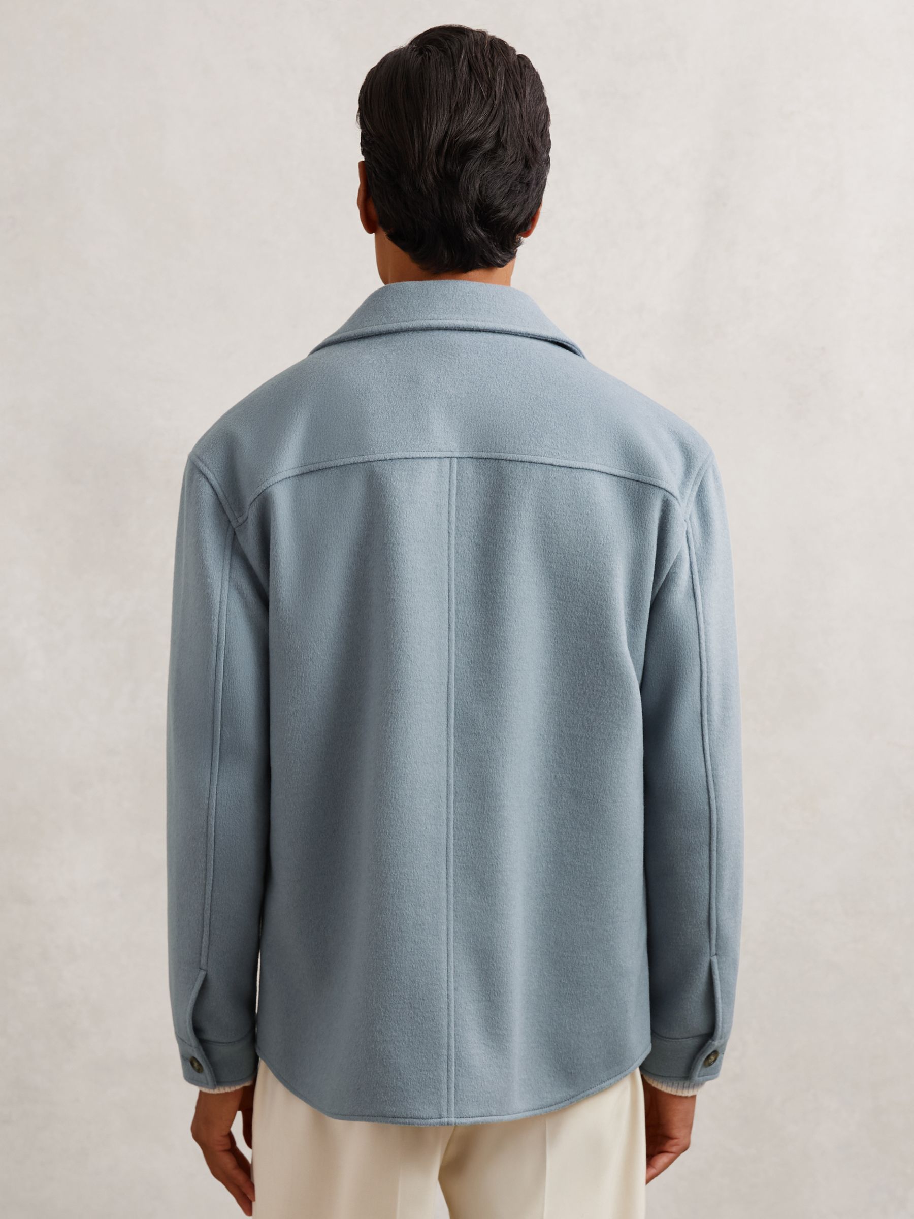 Wool-Blend Twin-Pocket Overshirt in Soft Blue