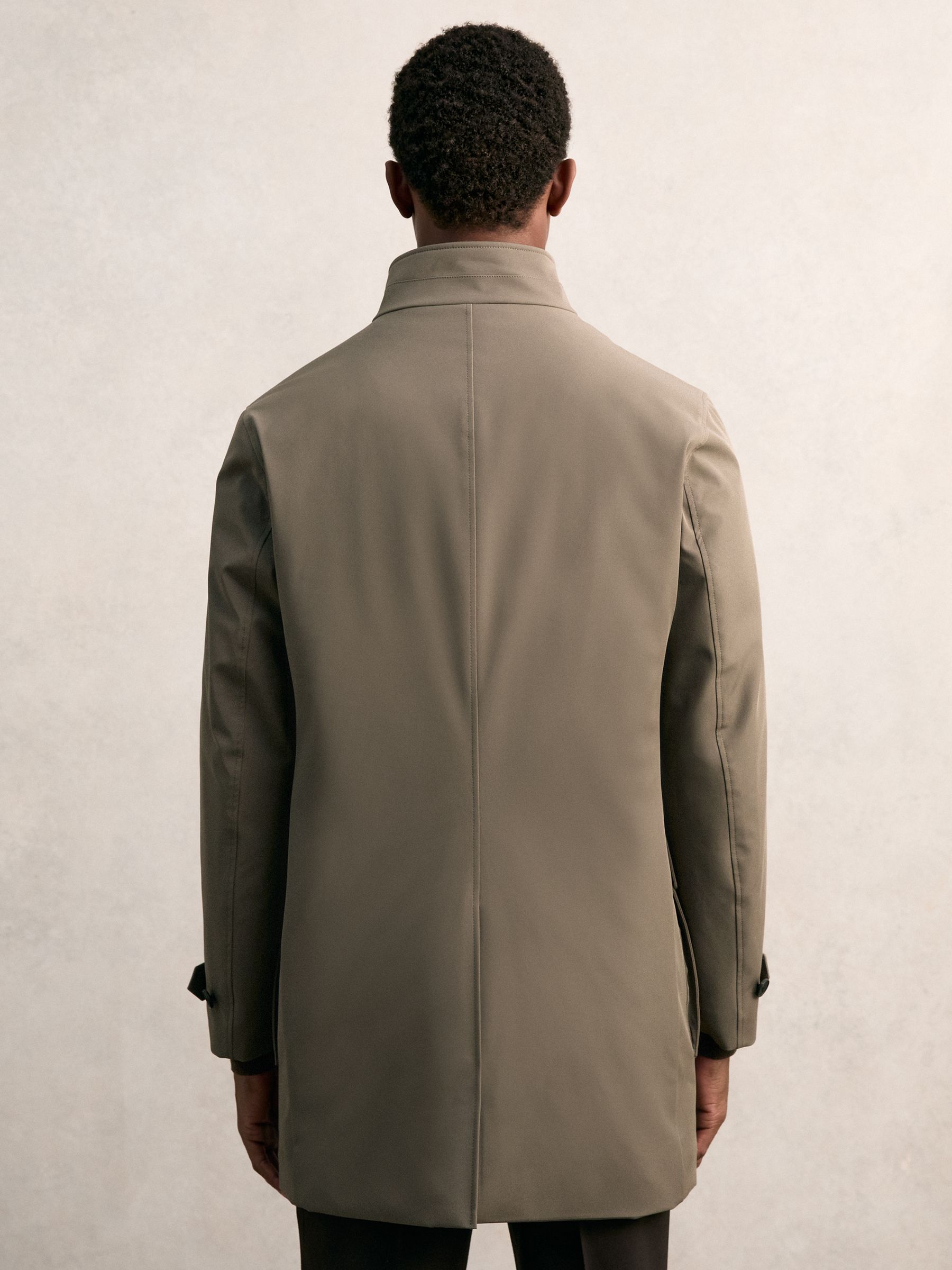 Hybrid Removable-Gilet Overcoat in Mushroom Brown