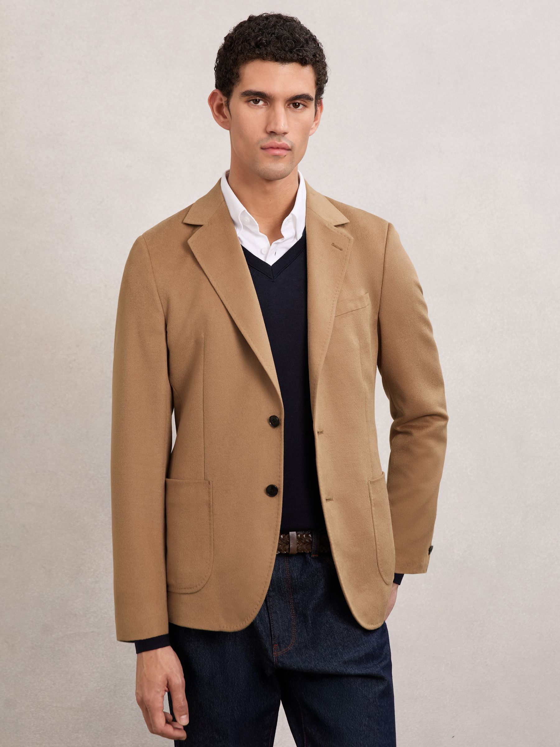 Single-Breasted Blazer With Gilet Insert Tailored-Fit in Camel Brown
