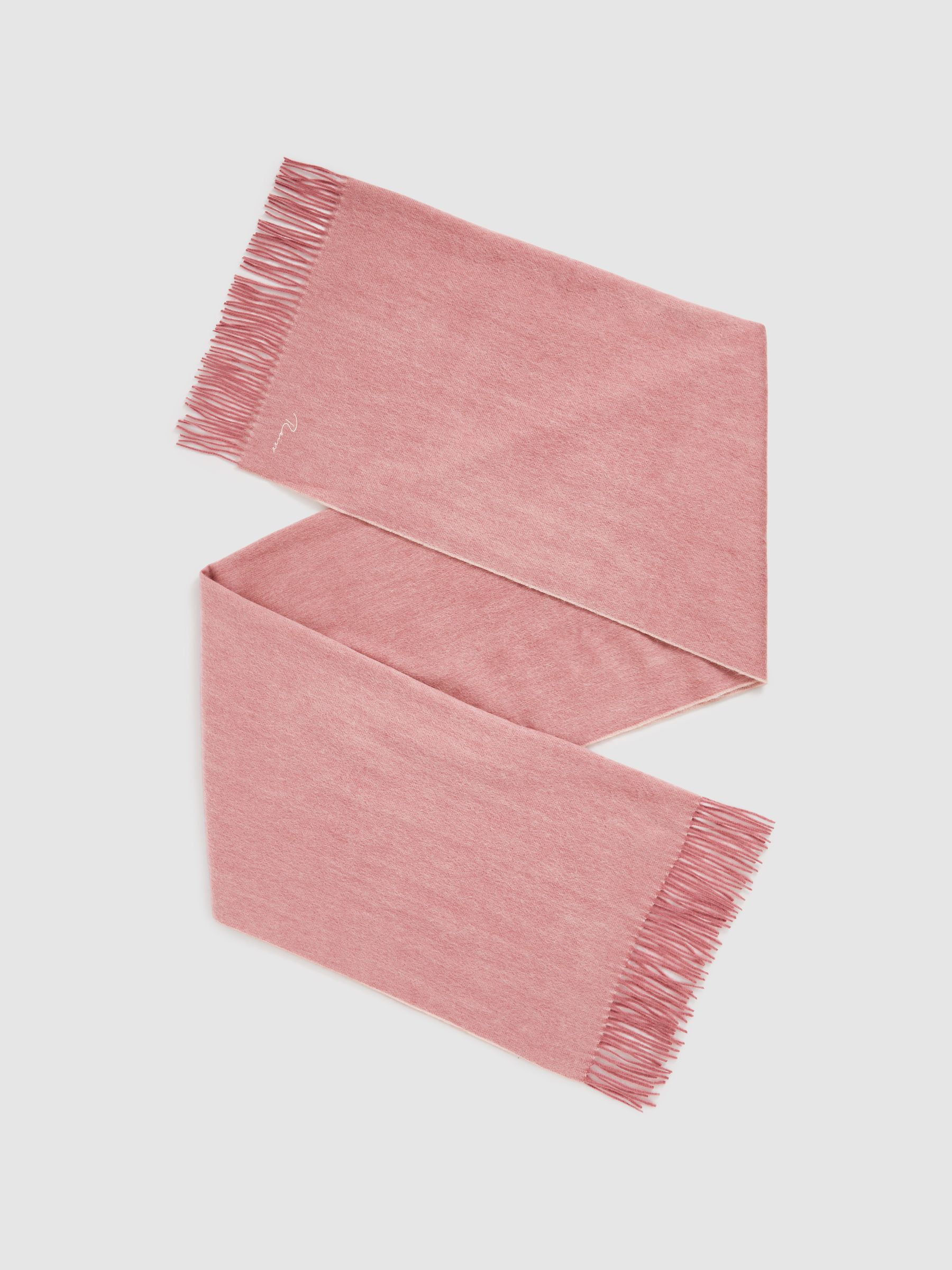 Wool-Cashmere Script-Logo Scarf in Blush