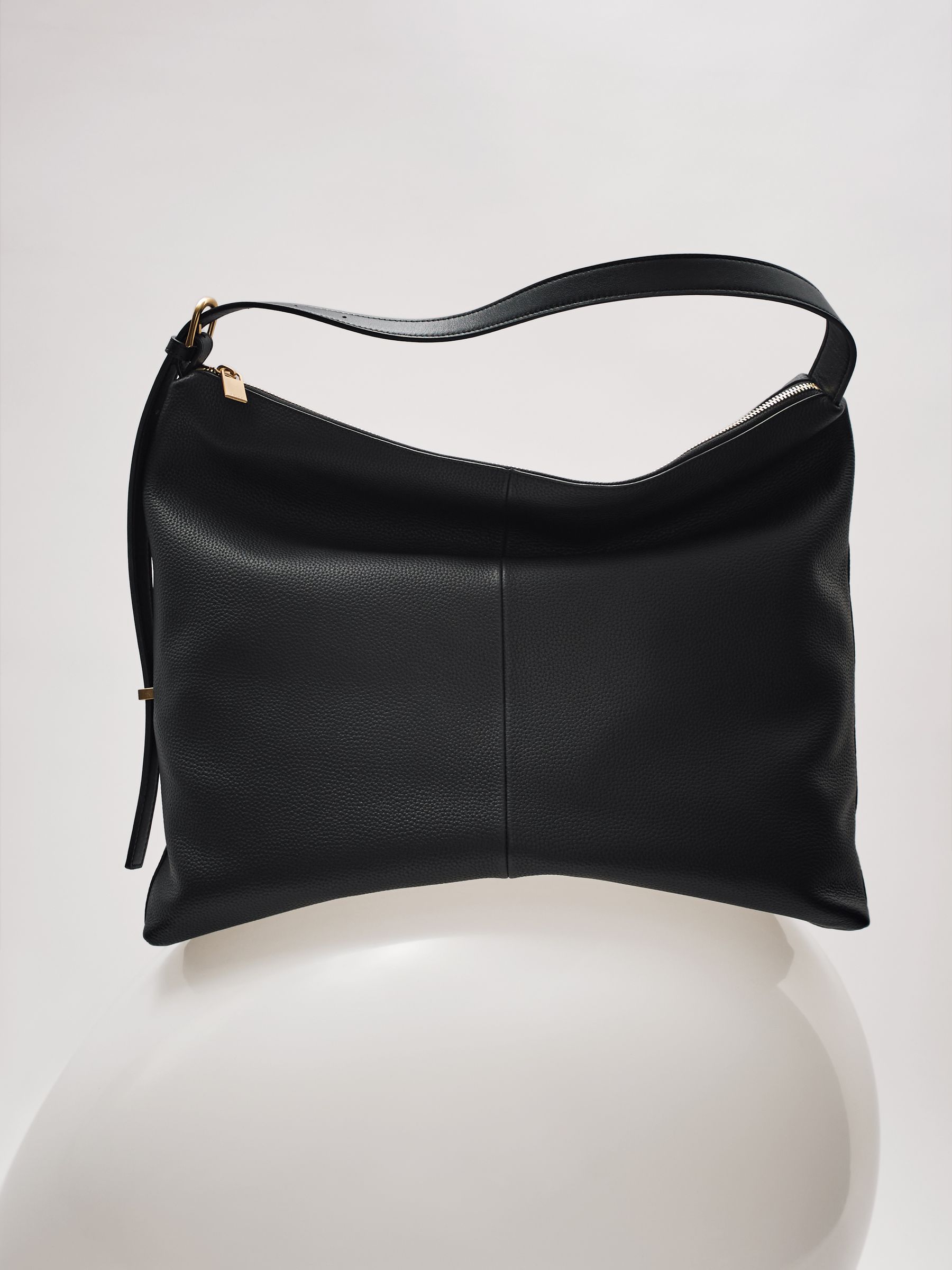 Grained Leather Tote Bag in Black