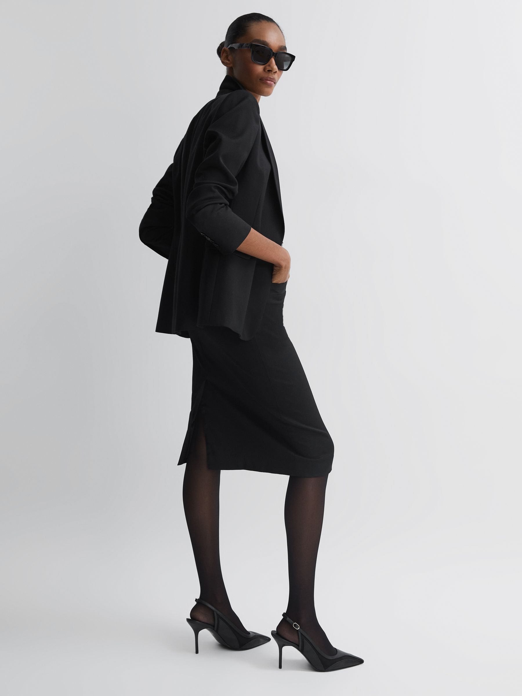 Petite Tailored Pencil Skirt in Black